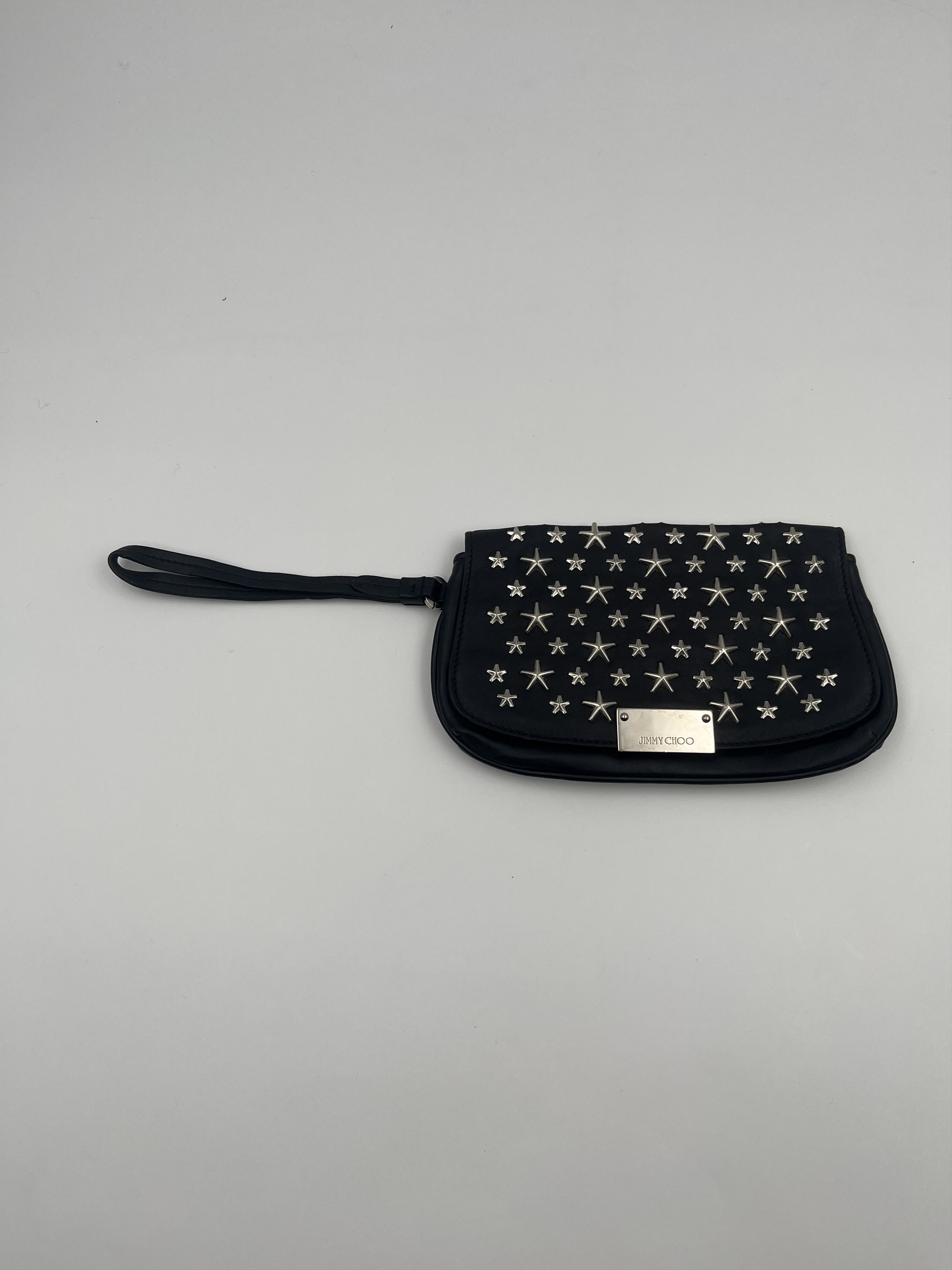 Jimmy Choo Jimmy Choo Black Star-Studded Leather Pouch Size ONE SIZE - 1 Thumbnail