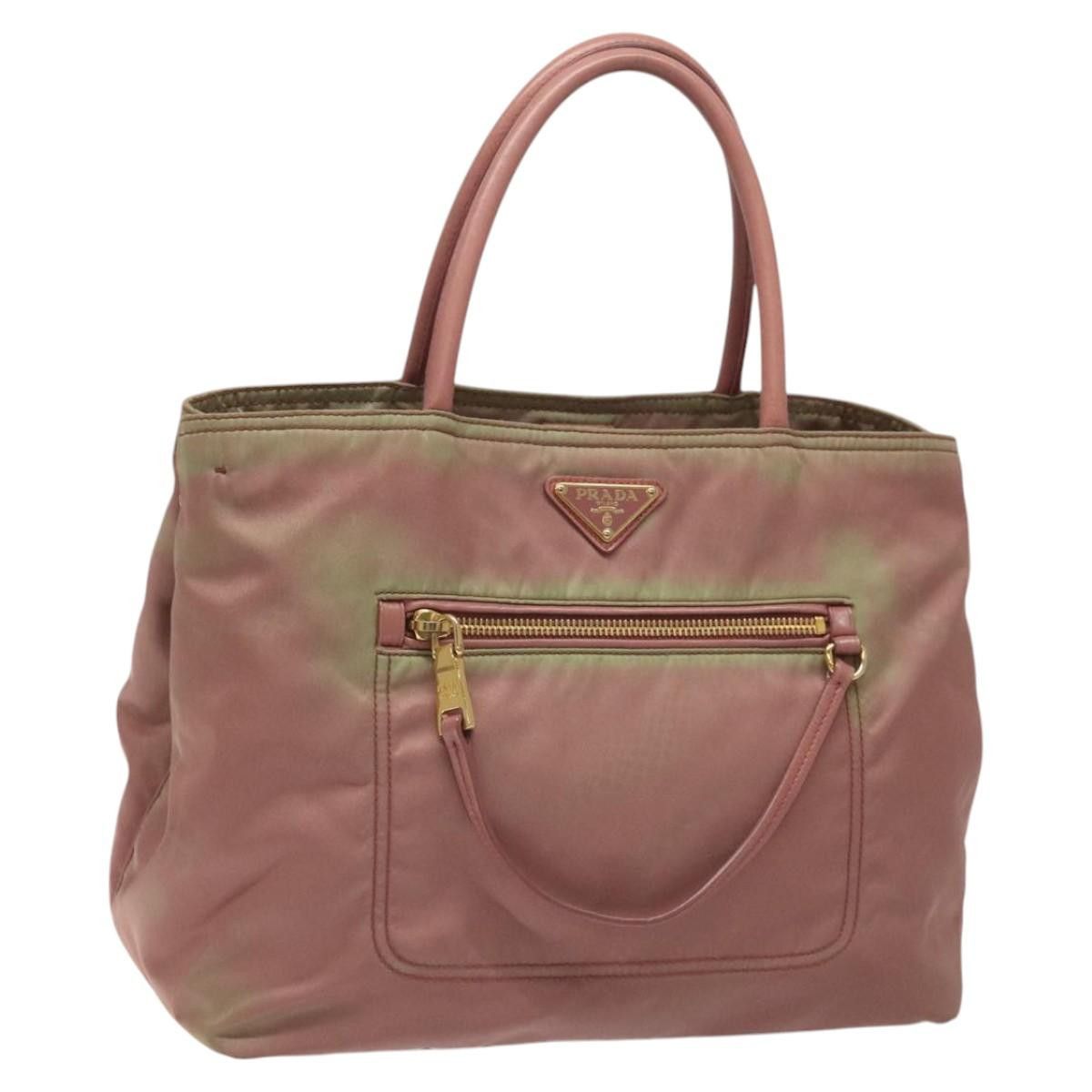PRADA Hand Bag Nylon Pink Gold