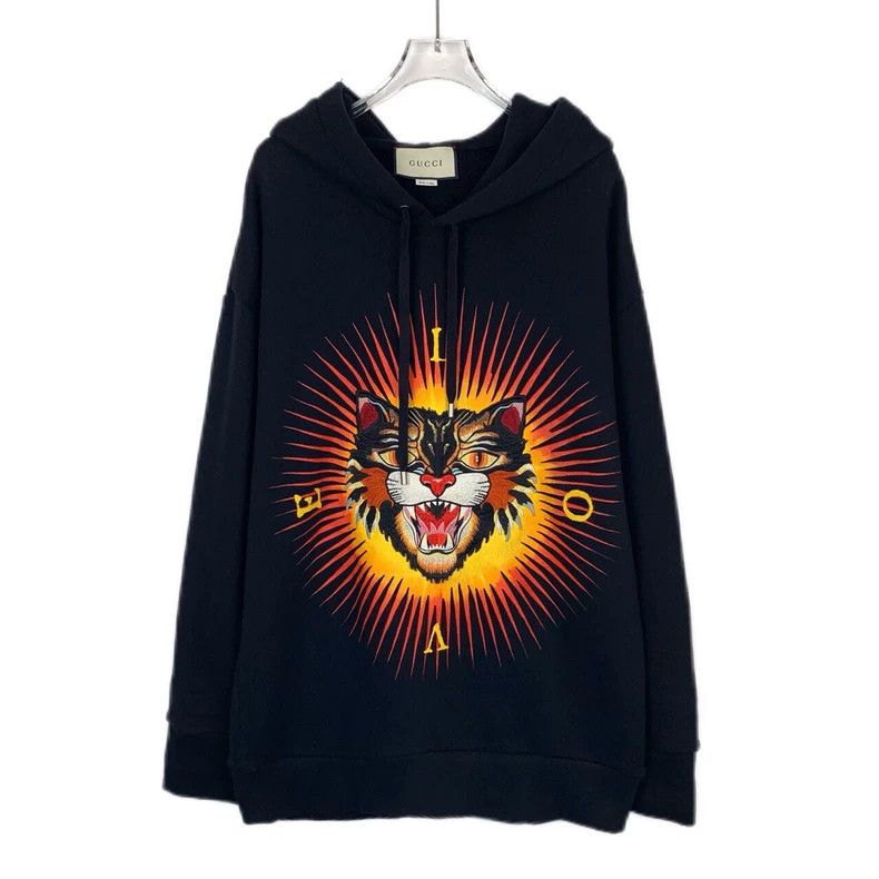 Gucci Gucci Tiger head embroidered hooded black cotton long-sleev Size US S / EU 44-46 / 1 - 1 Thumbnail