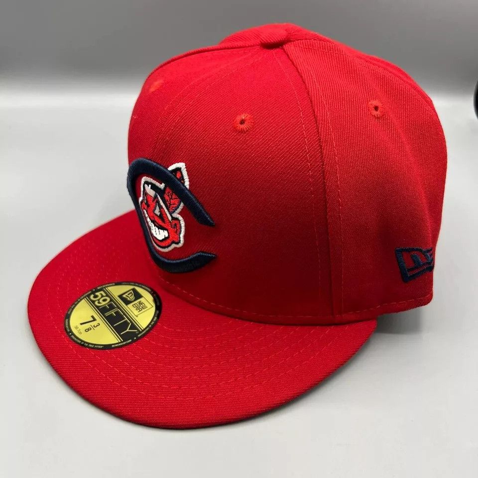 New Era Cleveland Indians Guardians Hat Men 7 3/8 Red Era Fitted New Size ONE SIZE - 3 Thumbnail