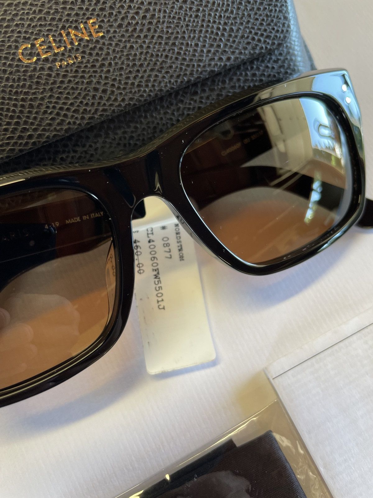Celine Celine CL40060F 01J Square Sunglasses Black/Brown Lens Size ONE SIZE - 5 Thumbnail