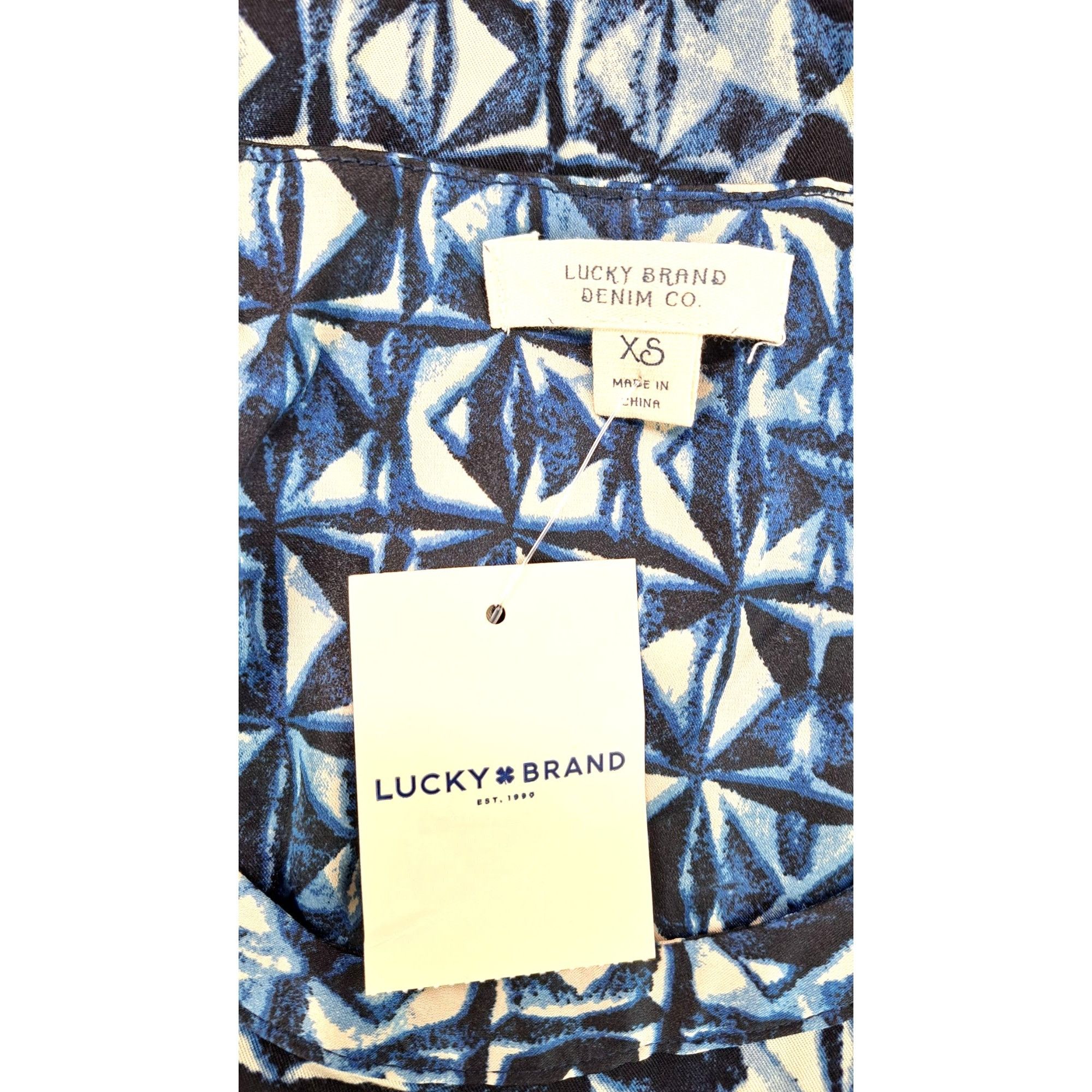 Lucky Brand Lucky Brand Blue White Sleeveless Geometric Shift Dress Size XS / US 0-2 / IT 36-38 - 5 Thumbnail