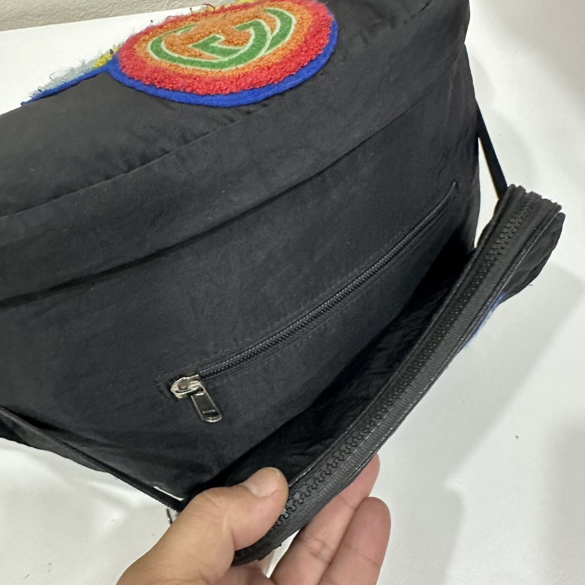 Gucci GUCCI BLACK NYLON TERRY CLOTH 80s LOGO PATCH WAIST BAG 29 Size ONE SIZE - 15 Thumbnail