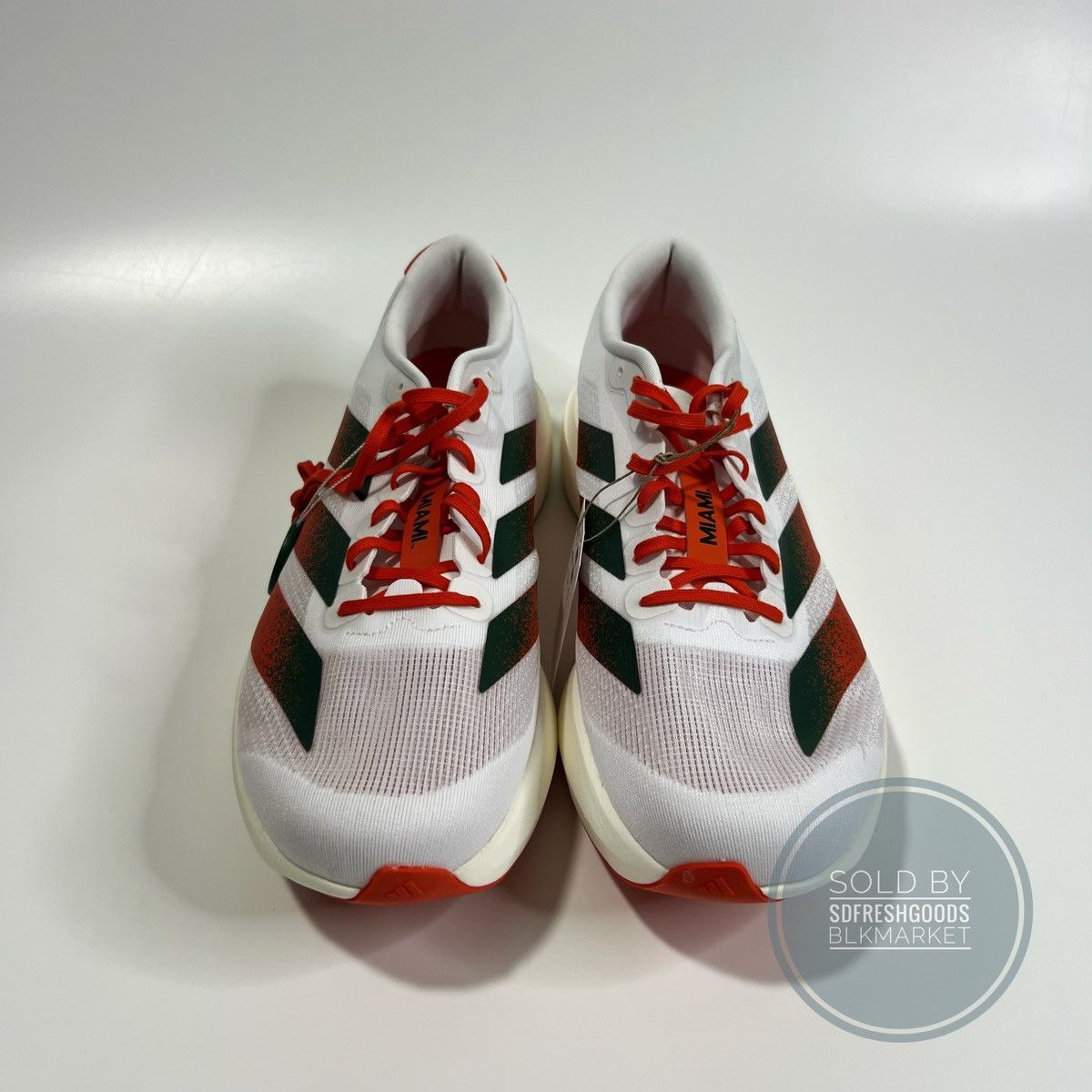 Adidas Men's Adidas EVO SL Miami Hurricanes Running Shoes JQ2148 Size US 12 / EU 45 - 2 Thumbnail