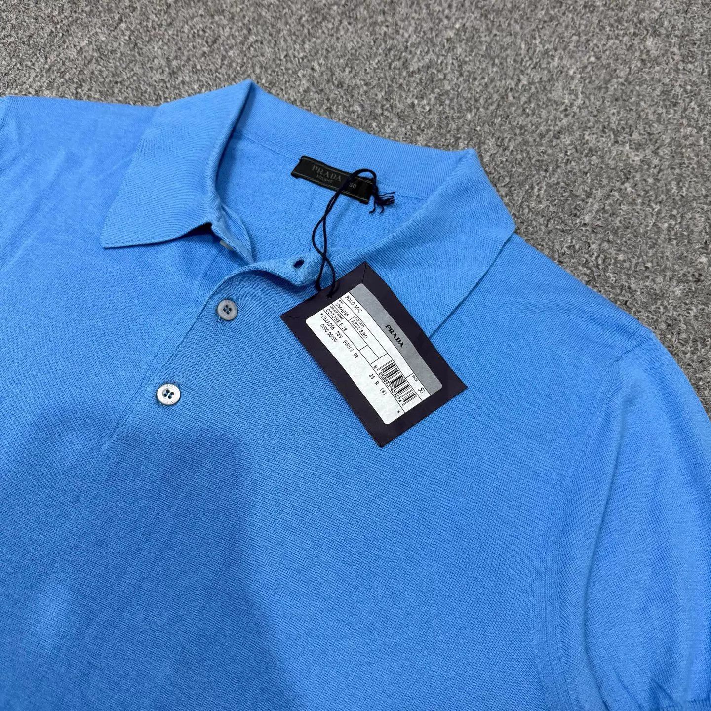 Prada Prada Blue Wool Casual Short-Sleeve Polo 50 Unused W/ Tags Size US M / EU 48-50 / 2 - 3 Thumbnail