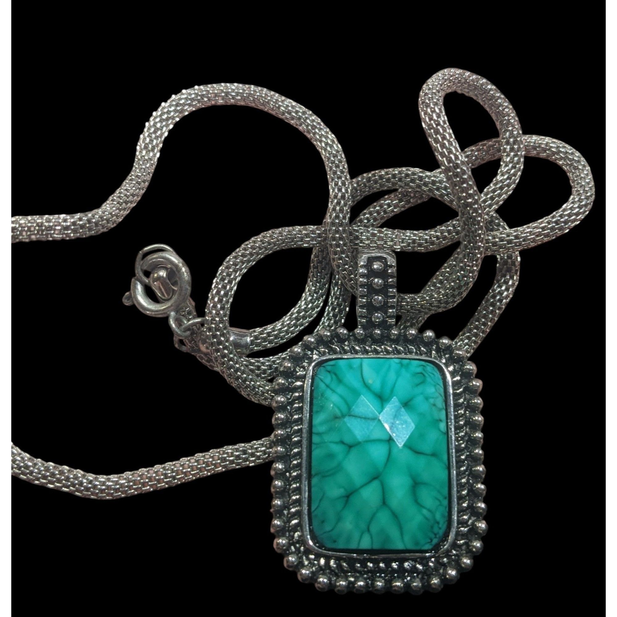 Other Funky Faceted Turquoise Tone Pendant Necklace Size ONE SIZE - 3 Thumbnail