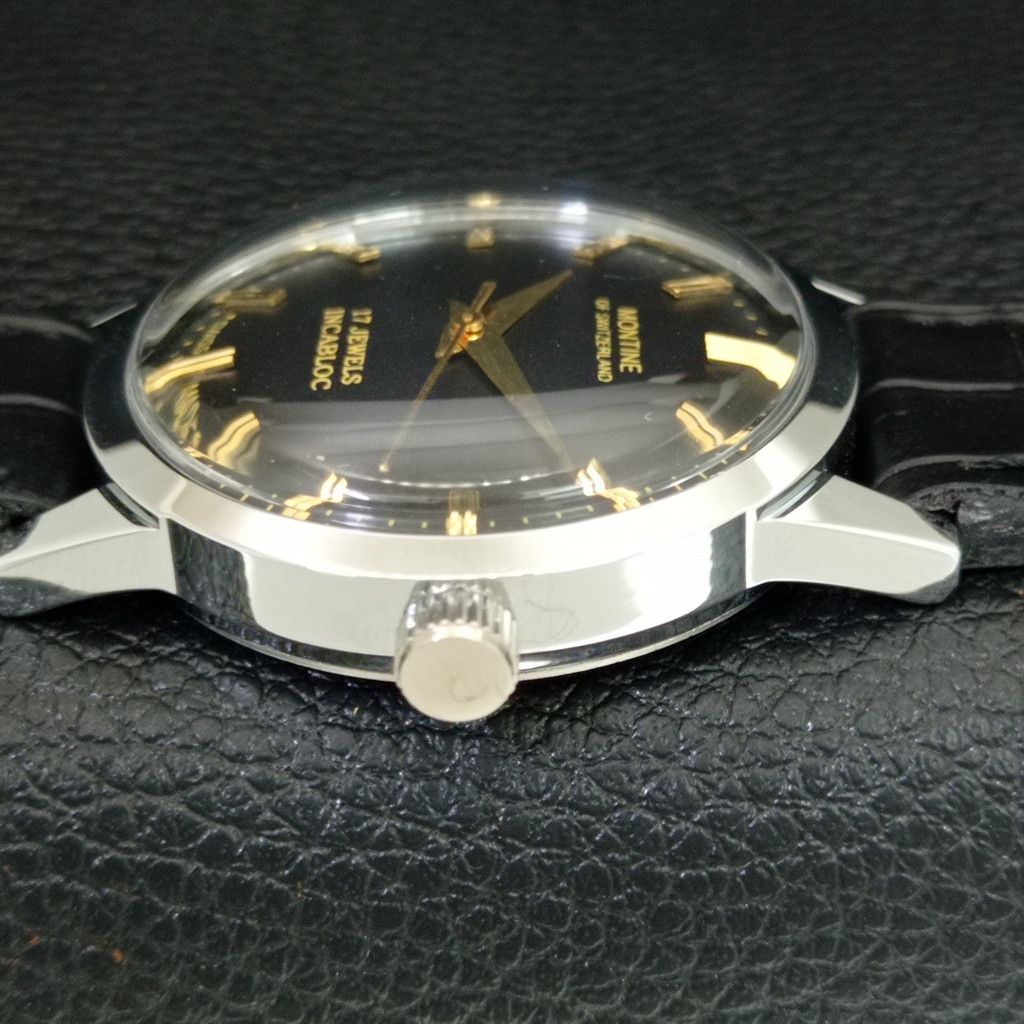 Other VINTAGE MONTINE HAND-WINDING SWISS MENS WHITE WATCH a444152 Size 38 - 5 Thumbnail