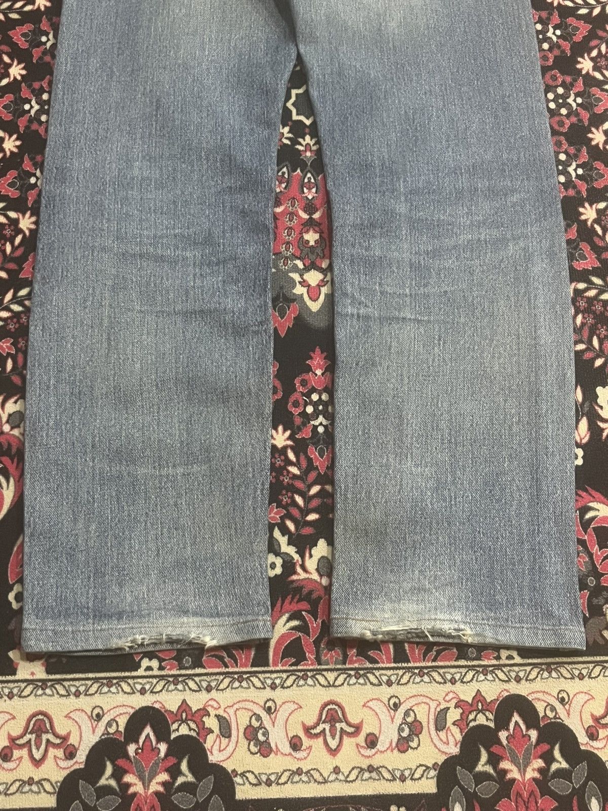 Levi's Y2K Levi’s 505 Blue Washed Distressed Straight Leg Jeans Size US 28 / EU 44 - 11 Thumbnail