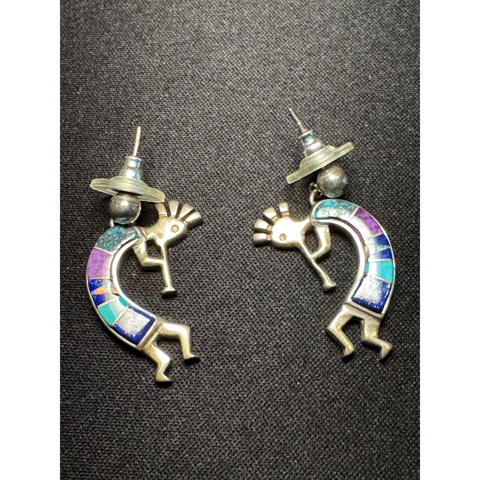 Other Sterling Navajo Kokopelli Earrings Signed Turquoise, Opal Size ONE SIZE - 1 Thumbnail