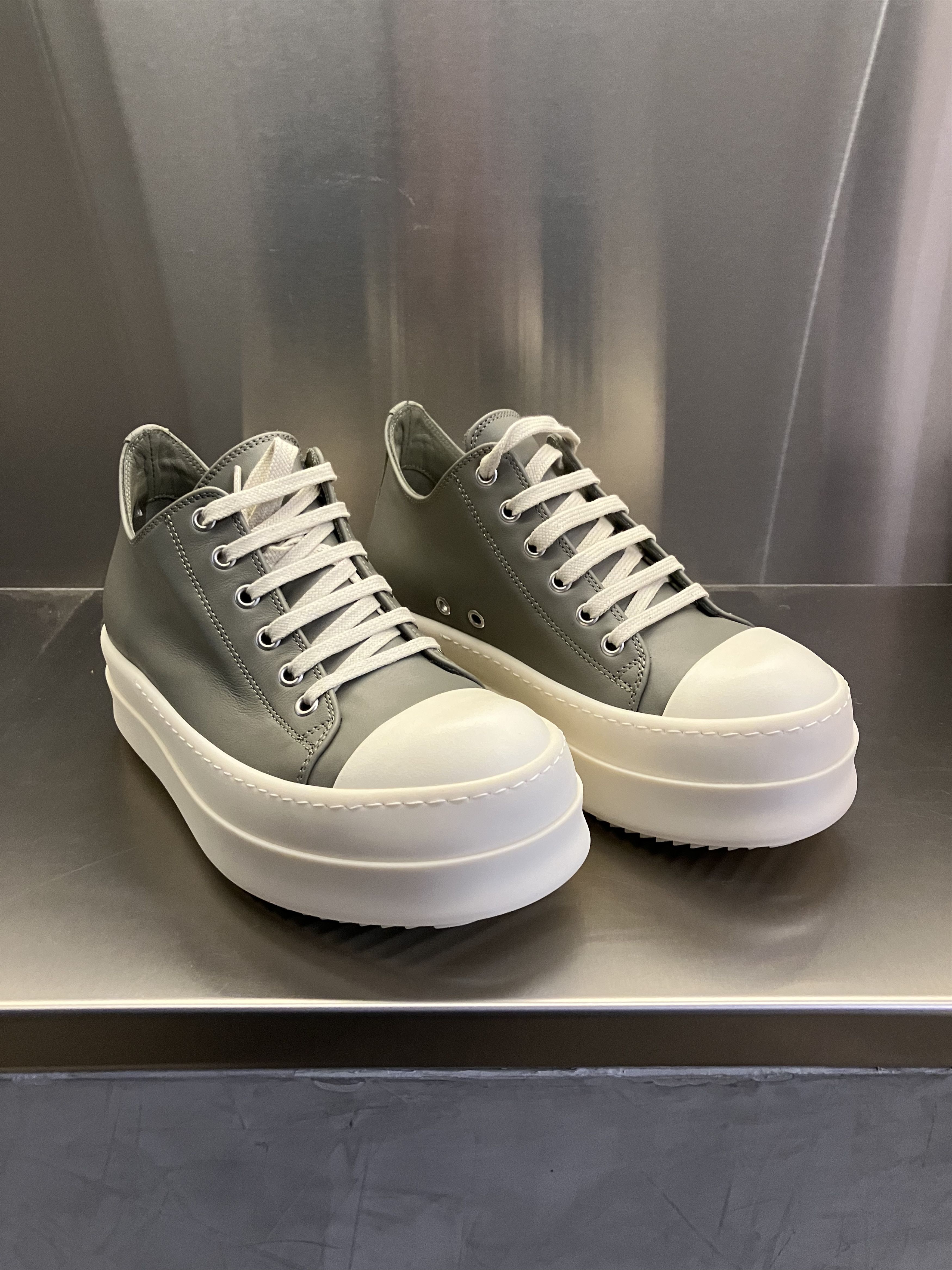 Rick Owens Low Mega Bumper Leather Sneaker Celadon/Milk/Milk Size US 5.5 / EU 38 - 2 Thumbnail
