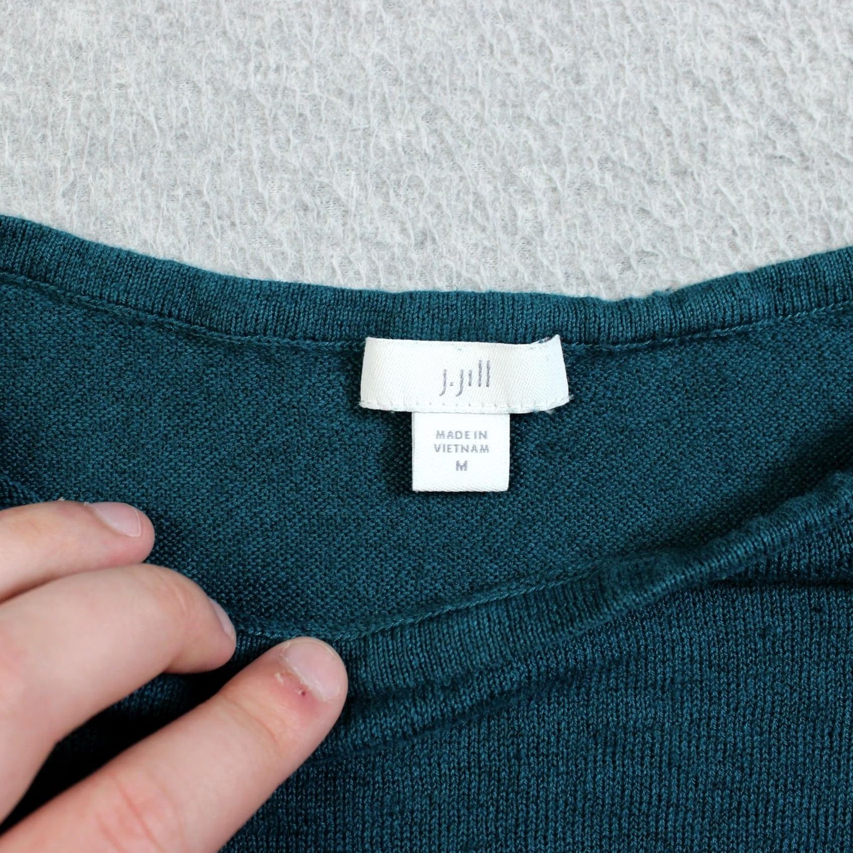 J. Jill J. Jill Sweater Women M Green Linen Cotton Modal Rayon 3/4 Sleeve Boat Neck Lightweight Pullover Casual Bohemian Shirt/Top Size M / US 6-8 / IT 42-44 - 3 Thumbnail