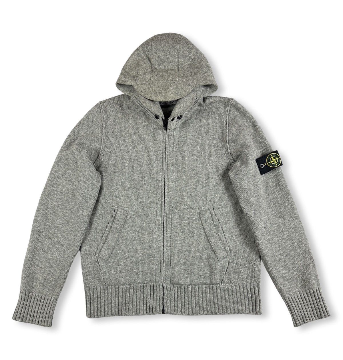 image of Stone Island Vintage Wool Hoody Knitwear in Grey, Men's (Size Medium)