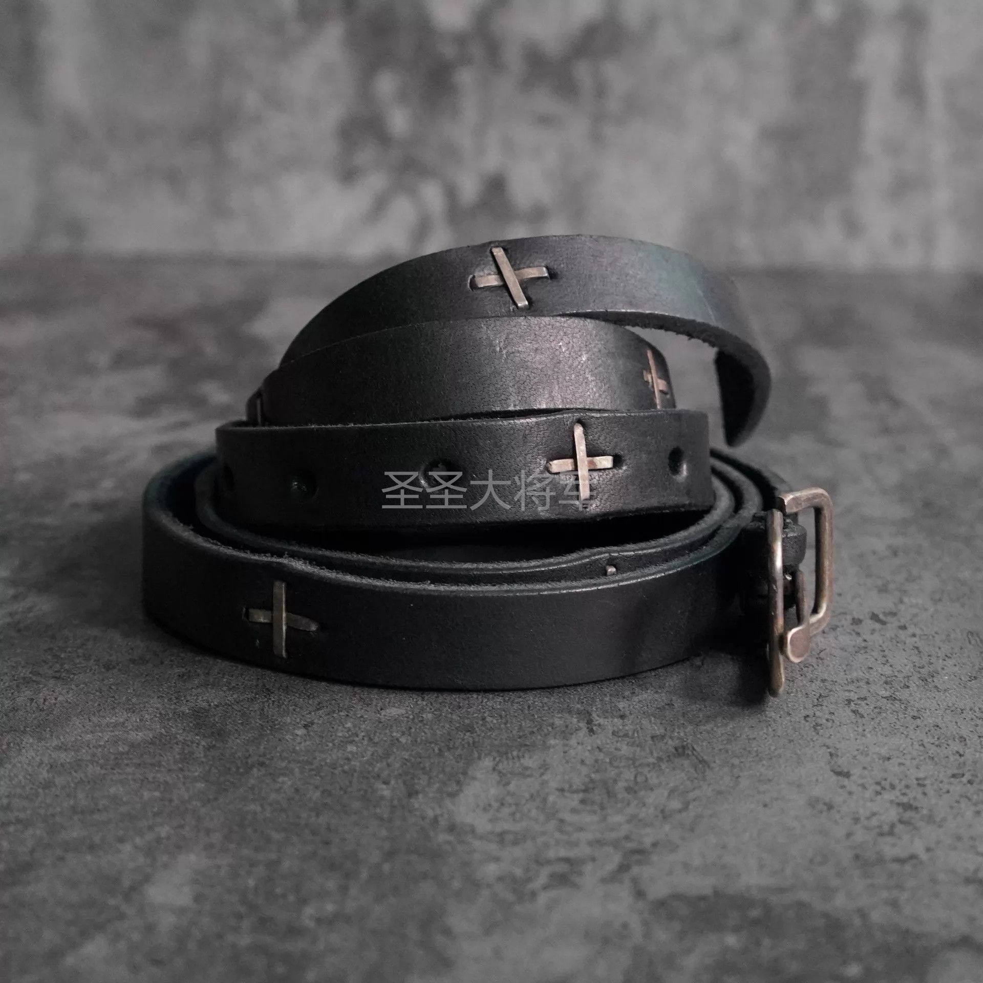 Ma+ M.A+ Maurizio Amadei Narrow Vintage Cross Silver Buckle Belt Size 32 - 2 Thumbnail
