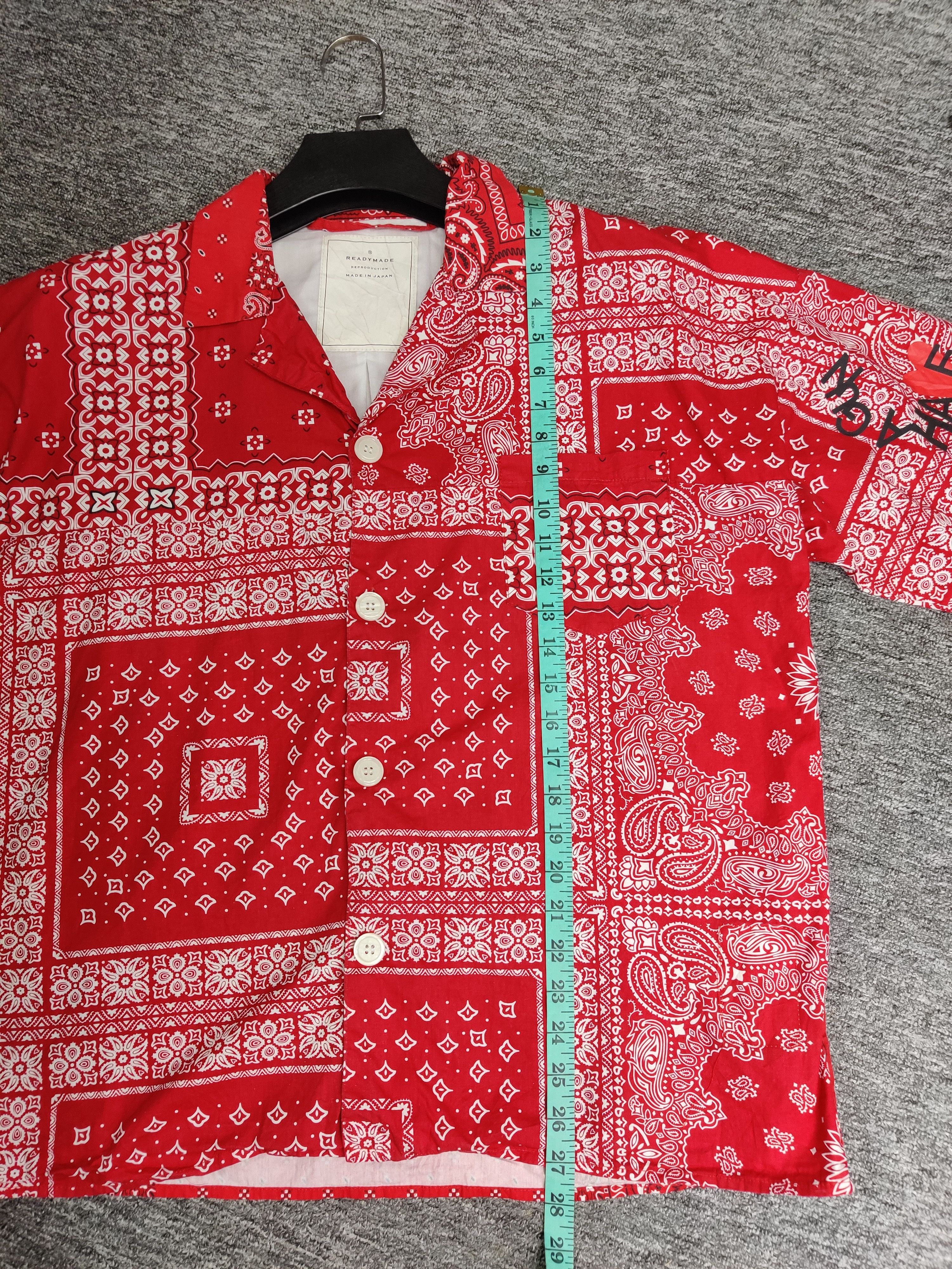 Nice❗Vintage READYMADE Bandana Red Shirts Button Ups