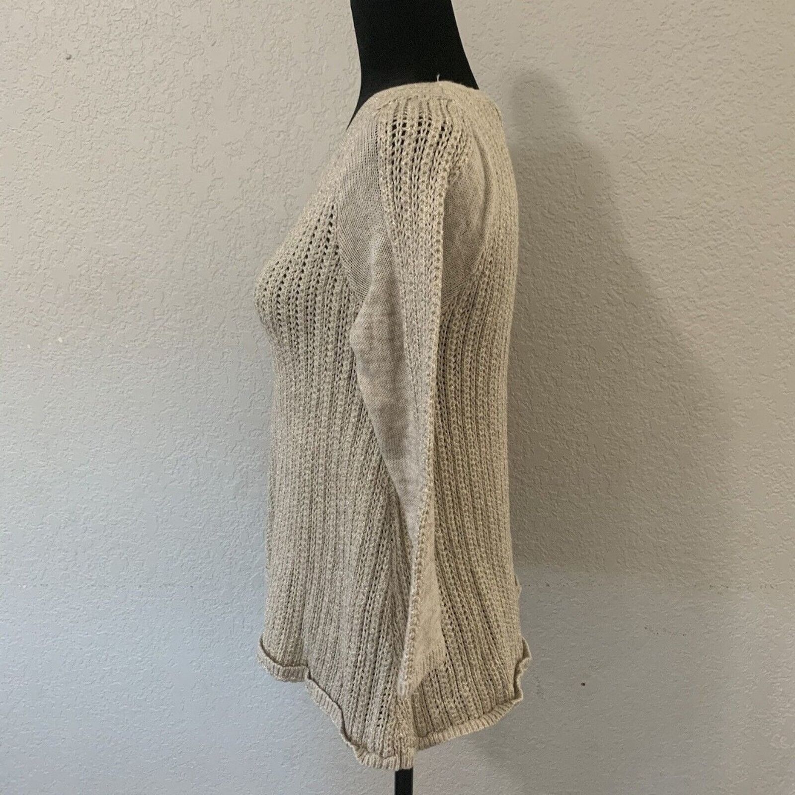 Lucky Brand Lucky Brd Sweater Sm Beige Metallic Gold Long Sleeve Acrylic Size S / US 4 / IT 40 - 7 Thumbnail