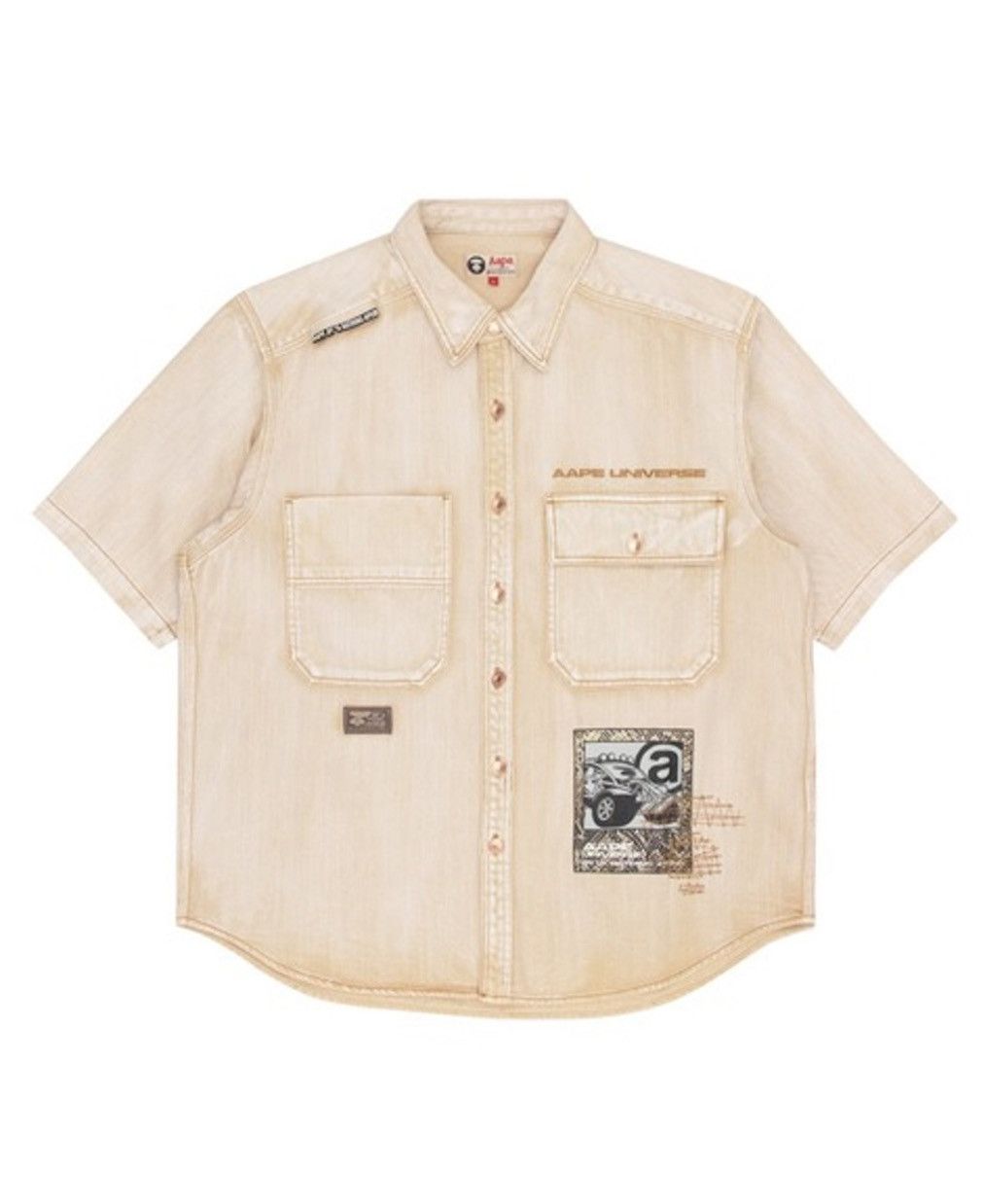 image of Aape By A Bathing Ape Button Up Work Shirt in Beige, Men's (Size XL)