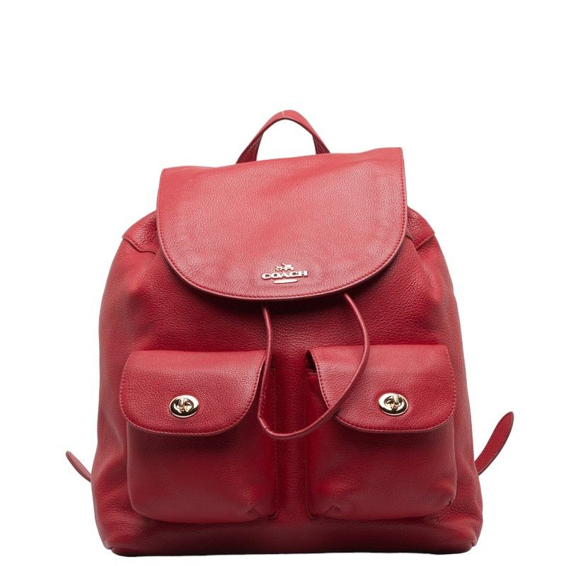 image of Coach Billie Leather Backpack in Red, Women's