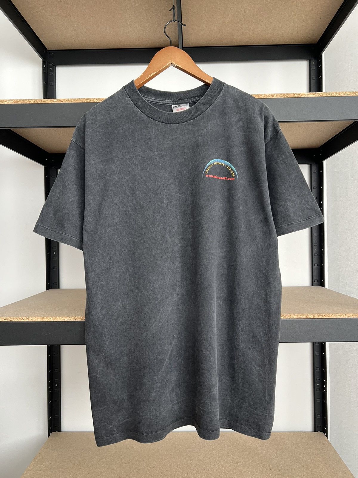 Microsoft Vintage 90s Microsoft Create Activate Explore Tech Faded Tee Size US XL / EU 56 / 4 - 2 Thumbnail