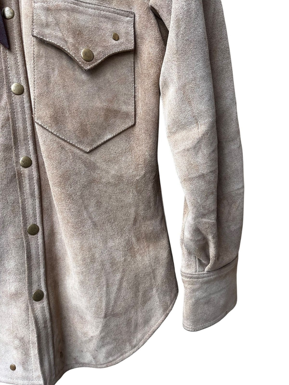 Genuine Leather Light brown suede Horn works leather shirt Size US M / EU 48-50 / 2 - 4 Thumbnail