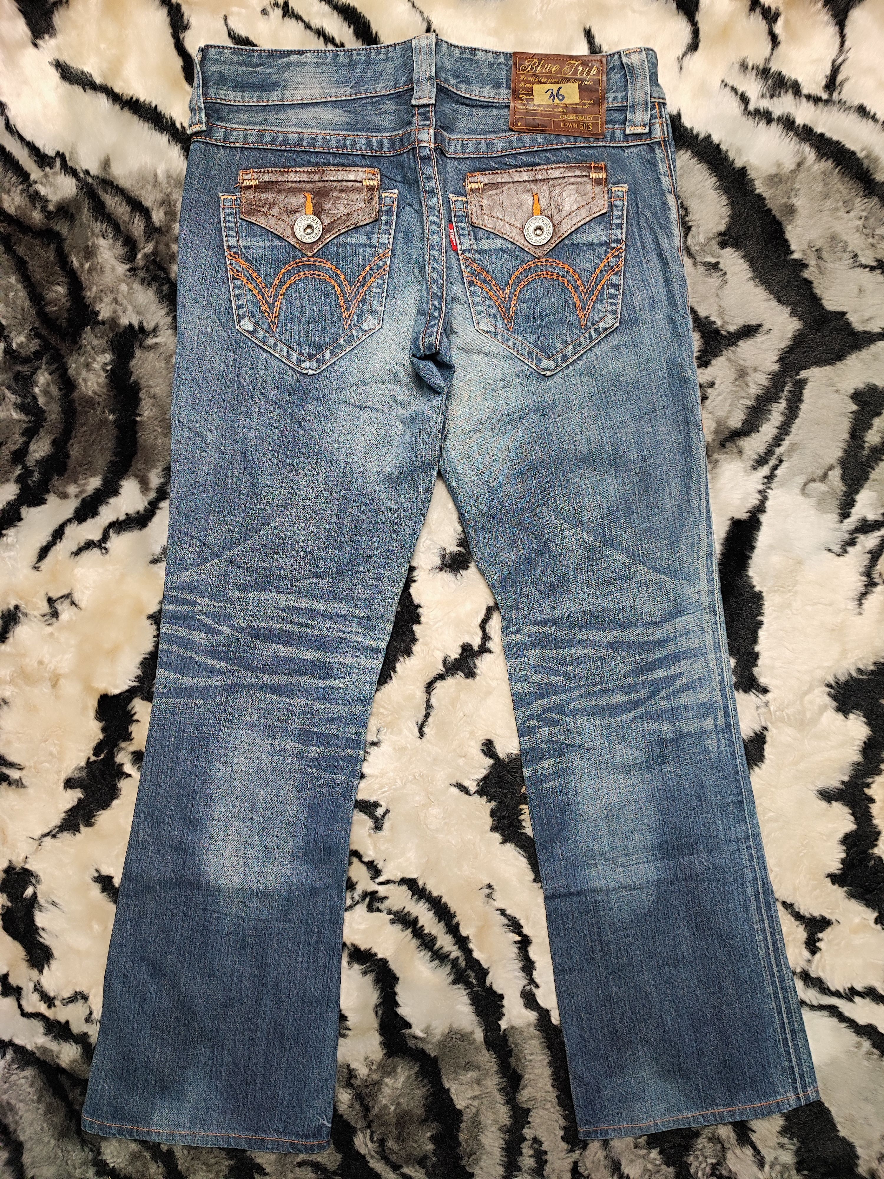 Edwin × If Six Was Nine × Japanese Brand VTG EDWIN 503 BLUE TRIP JEANS VERY RARE Size 31" - 9 Thumbnail