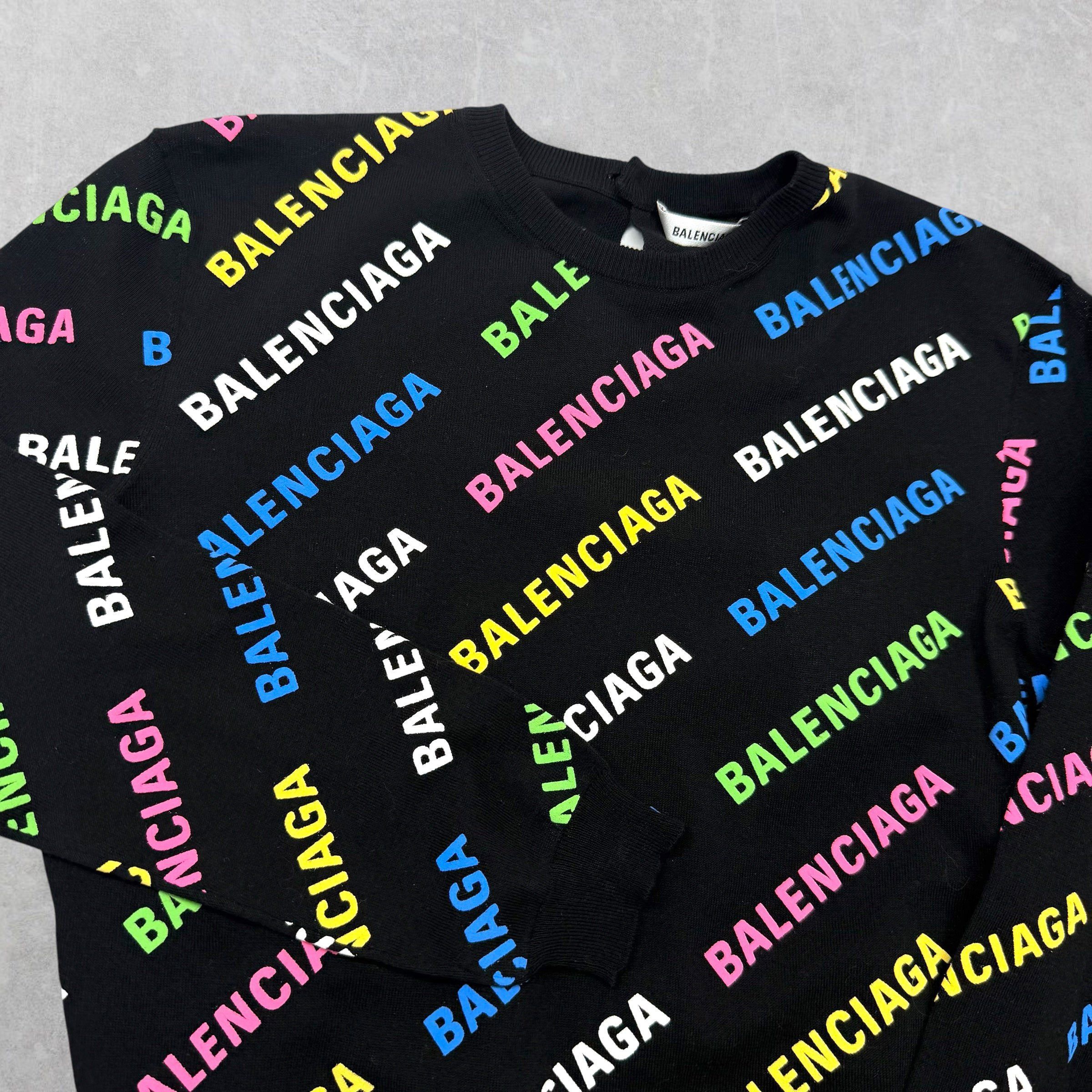Balenciaga Balenciaga Women's Multicolor Logo Cropped Sweater S Size S / US 4 / IT 40 - 2 Thumbnail
