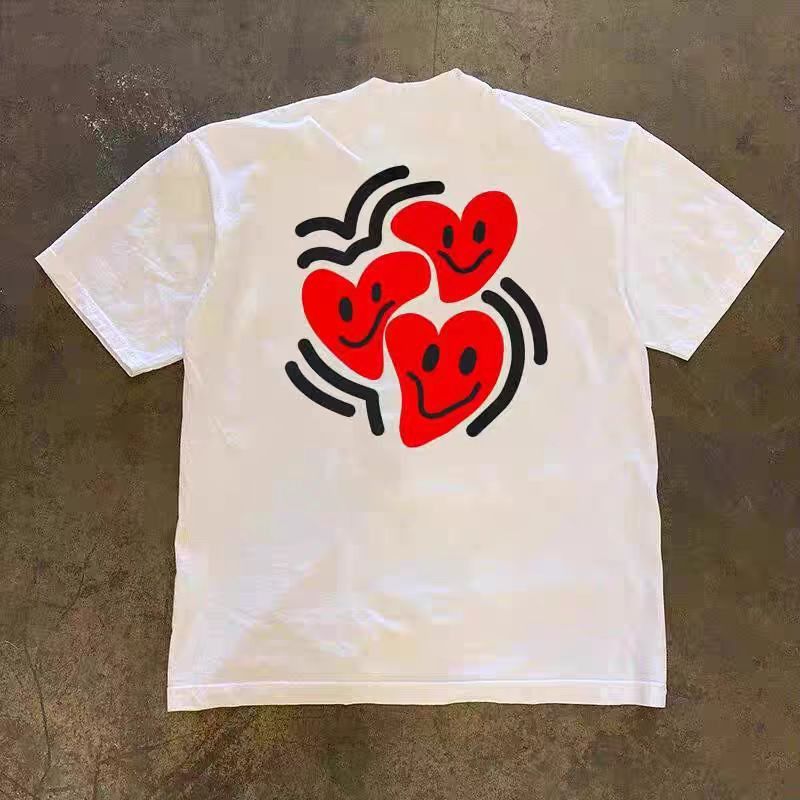Japanese Brand Heart-shaped pattern casual all-match cotton tee Size US L / EU 52-54 / 3 - 1 Thumbnail