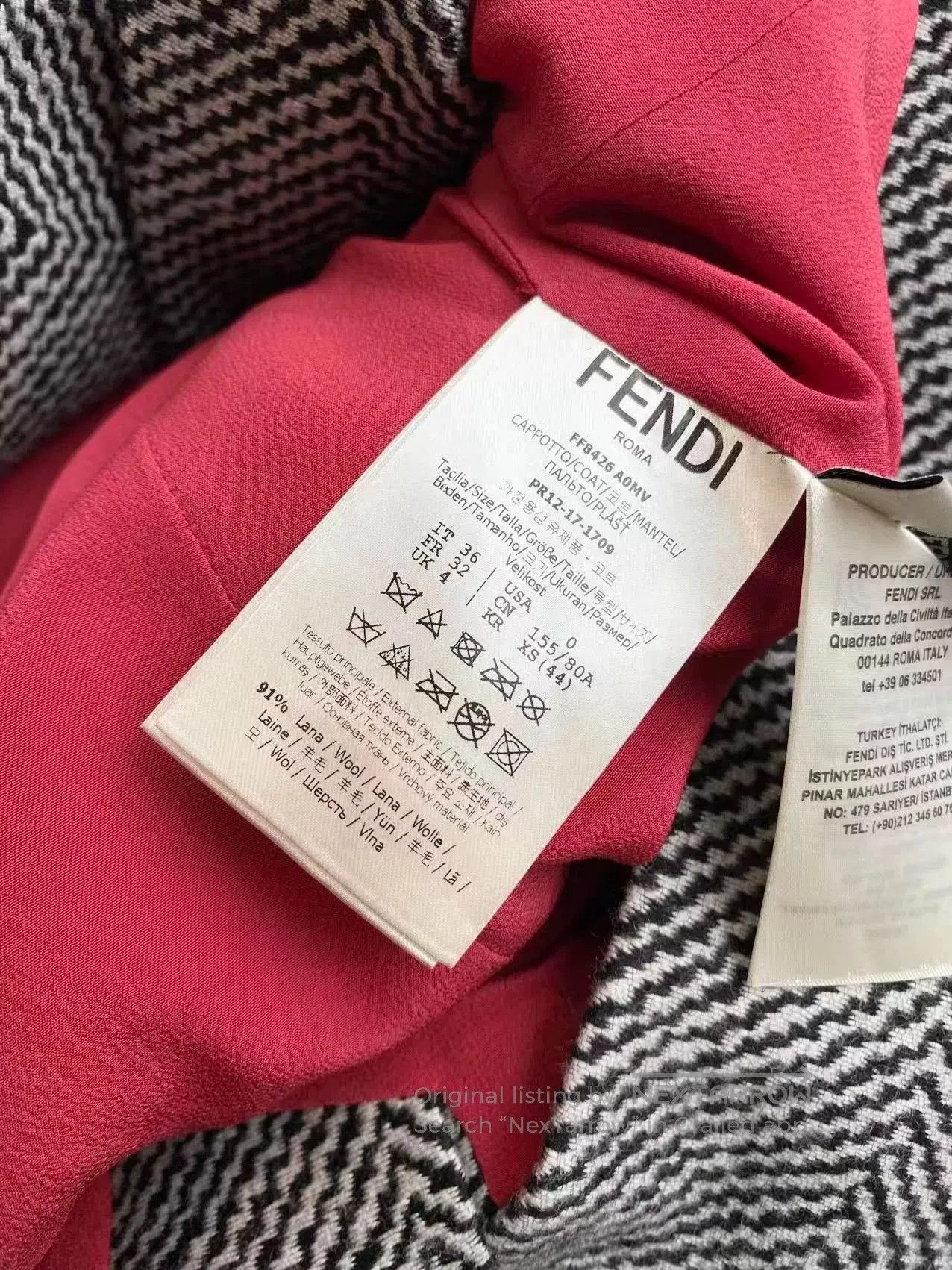 Fendi Fendi Wool Wave Plaid Pattern Coat. Size US XS / EU 42 / 0 - 6 Thumbnail