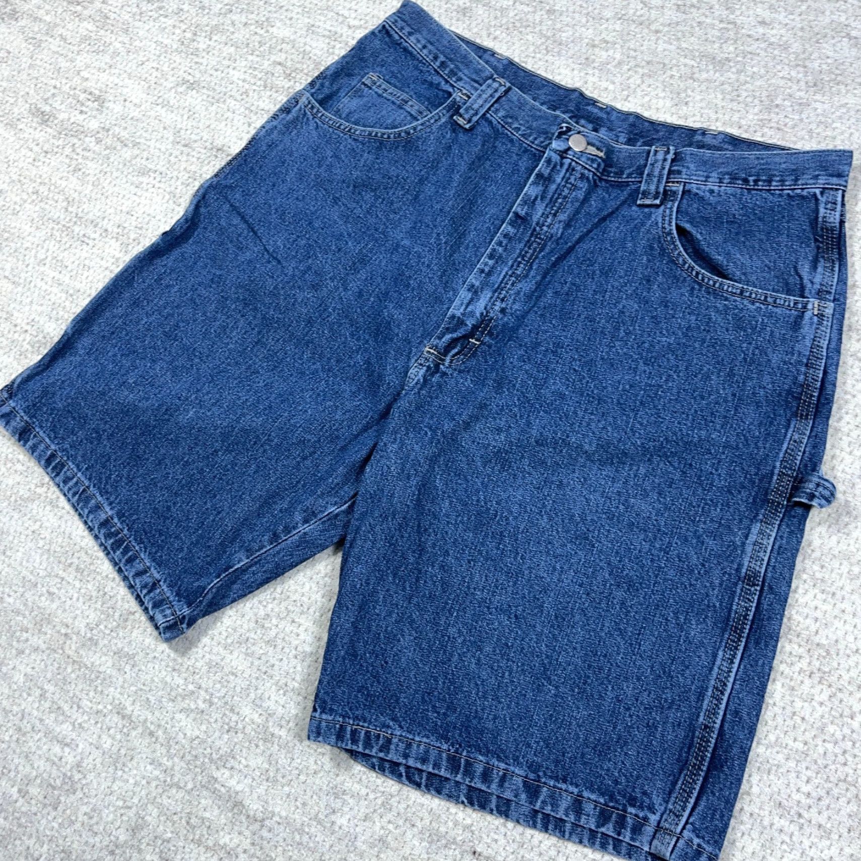 Wrangler VINTAGE Wrangler Shorts Men 38 Carpenter Baggy Jorts Work Wear Med Wash Denim Blue 90s Grunge Hip Hop Classic 5-Pocket Mens Size US 38 / EU 54 - 5 Thumbnail