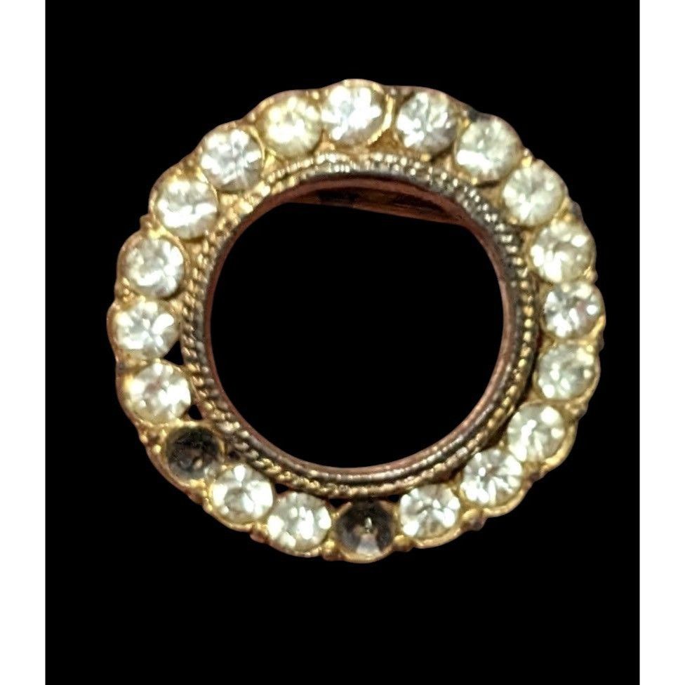 Other Vintage AJC Gold Tone Open Circle Rhinestone Brooch Size ONE SIZE - 3 Thumbnail