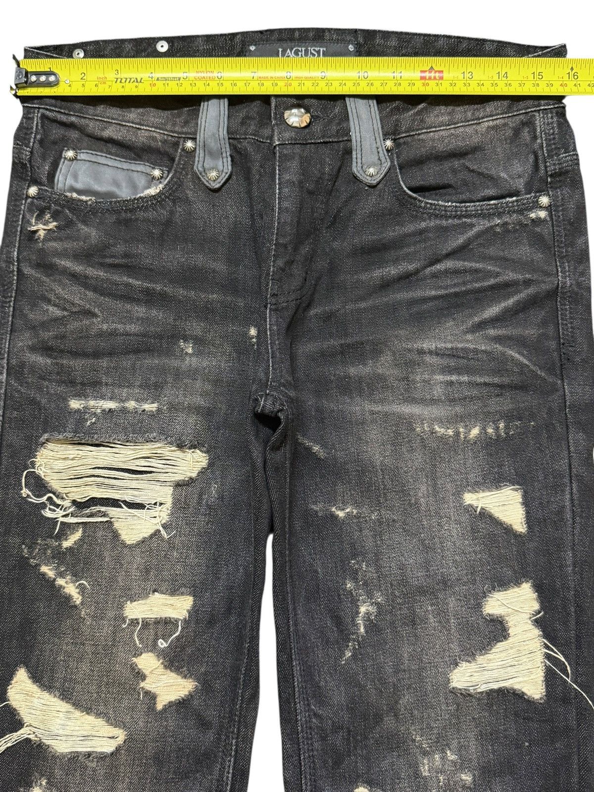 Tornado Mart Vintage Lagust Faded Wash Clawmark Whisker Distressed Flare Size US 31 - 12 Thumbnail
