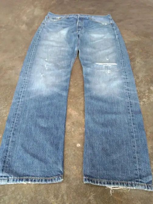 Levi's × Vintage Vintage Levis 501 Straight Leg Distressed Jeans 34x31 Size US 34 / EU 50 - 4 Thumbnail