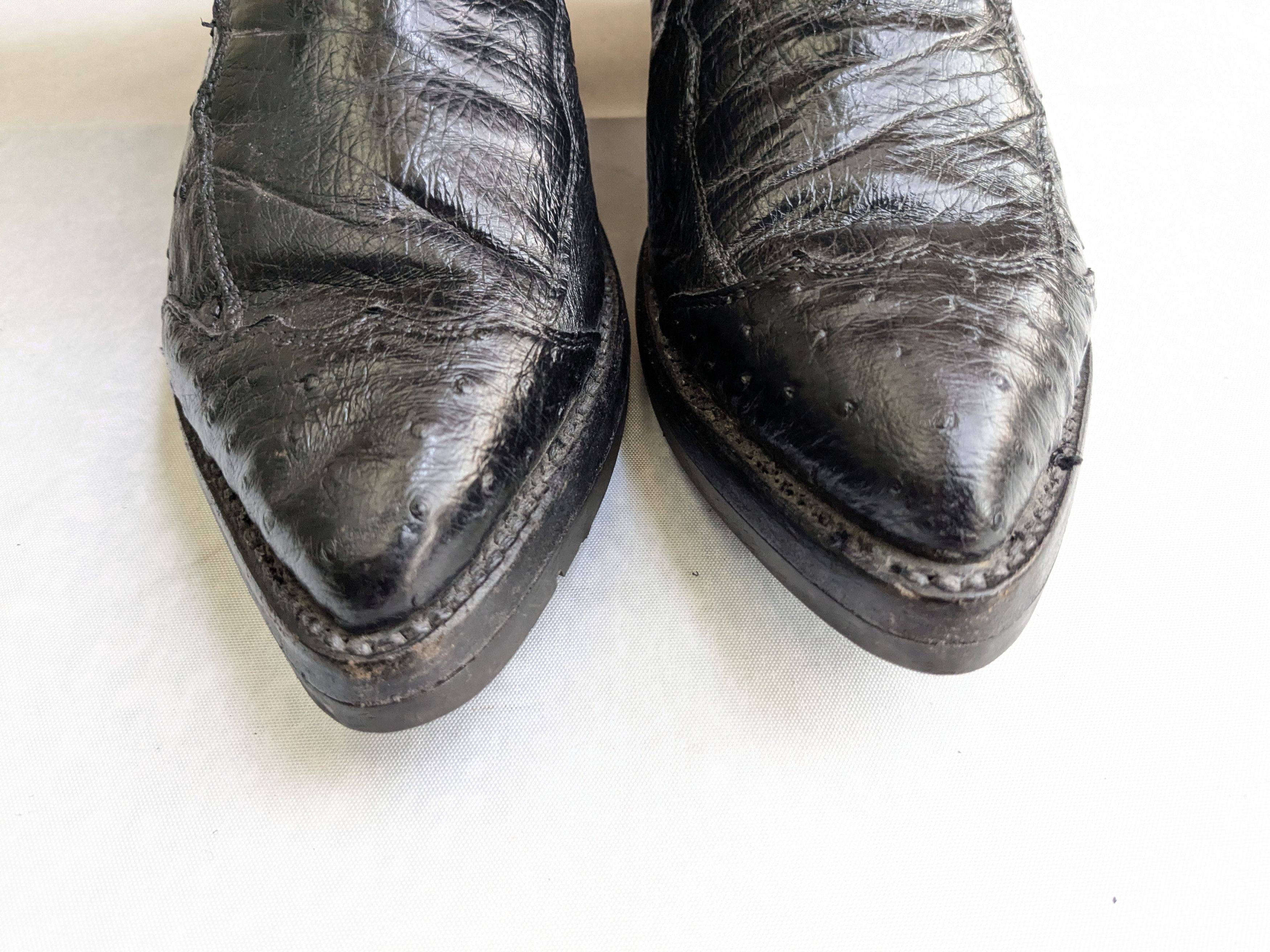 Justin Boots Justin Cowboy Boots Ostrich Leather Black 9.5 D USA Size US 9.5 / EU 42-43 - 4 Thumbnail