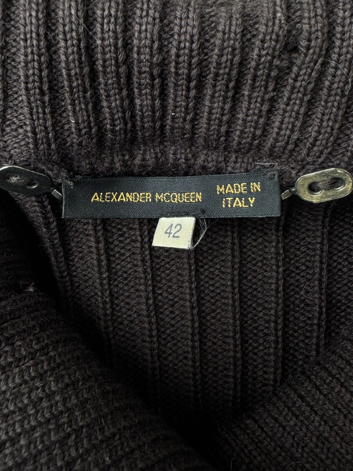 Alexander McQueen Alexander McQueen AW00 Leather Patchwork Knit Jacket Size M / US 6-8 / IT 42-44 - 9 Thumbnail