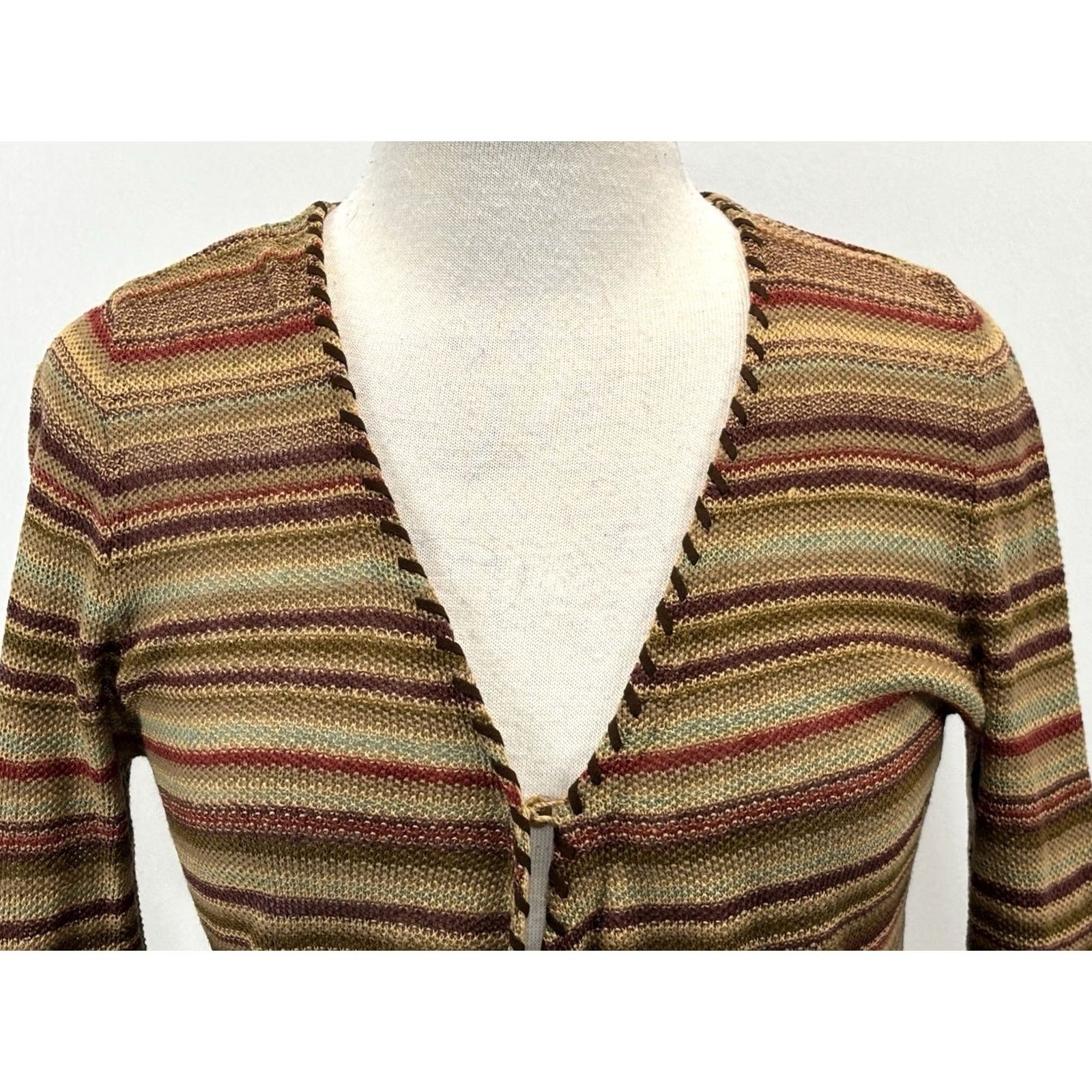 Ralph Lauren Ralph Lauren Jeans Co Cardigan Sweater Women’s M Linen Blend Multicolor Aztec Southwestern Knit Striped Boho Modern Size M / US 6-8 / IT 42-44 - 5 Thumbnail