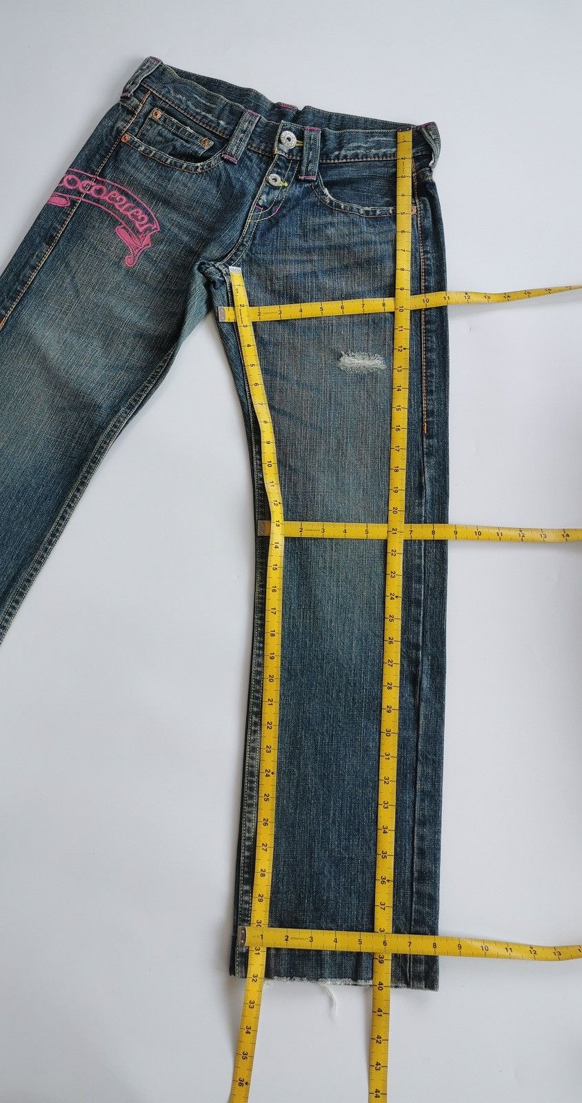 Japanese Brand Cocolulu Japan Print Stitching Denim Jeans Size US 30 / EU 46 - 12 Thumbnail