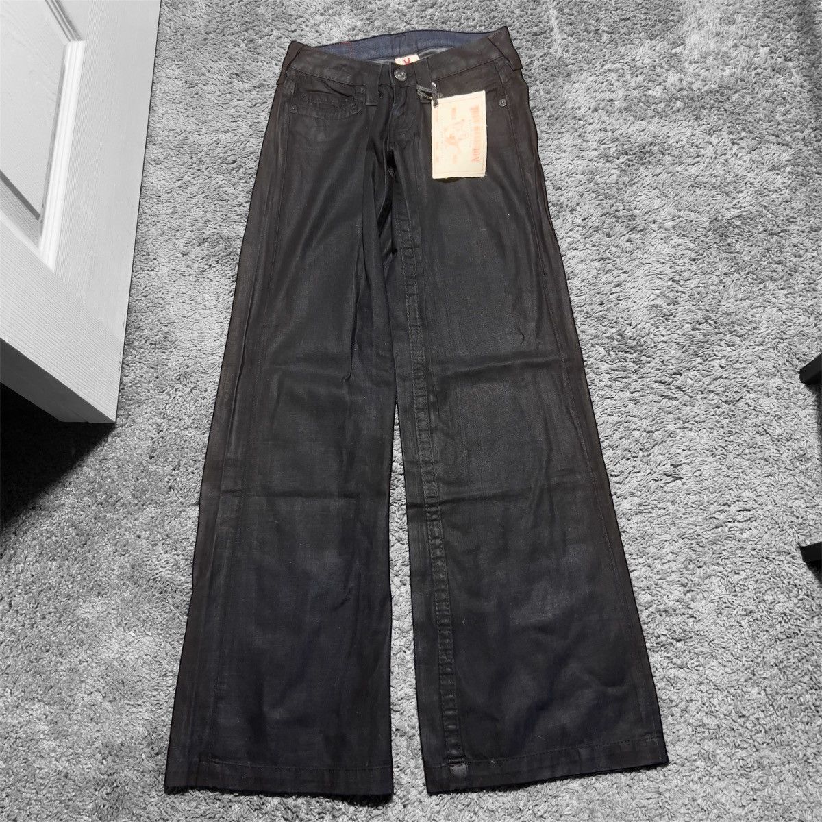 Japanese Brand × True Religion True Religion Flared Paint Coated Black Pants Size 23" - 1 Thumbnail