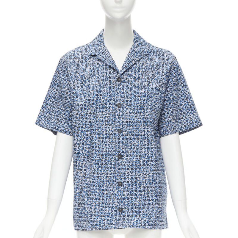 Bottega Veneta BOTTEGA VENETA blue speckle print camp collar short sleeve boxy cotton shirt S Size M / US 6-8 / IT 42-44 - 1 Thumbnail