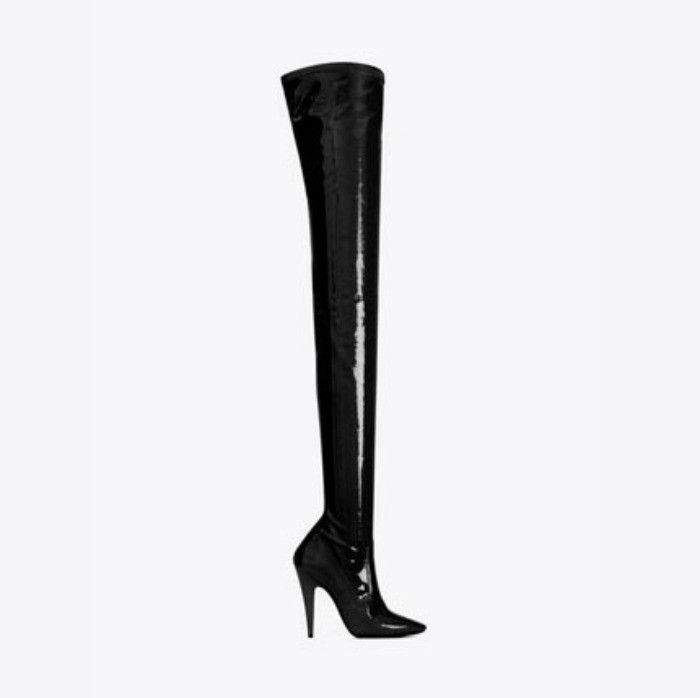 Saint Laurent Paris o1bcso1str0125 Aylah Over The Knee Boots in Black Size US 8 / IT 38 - 2 Thumbnail