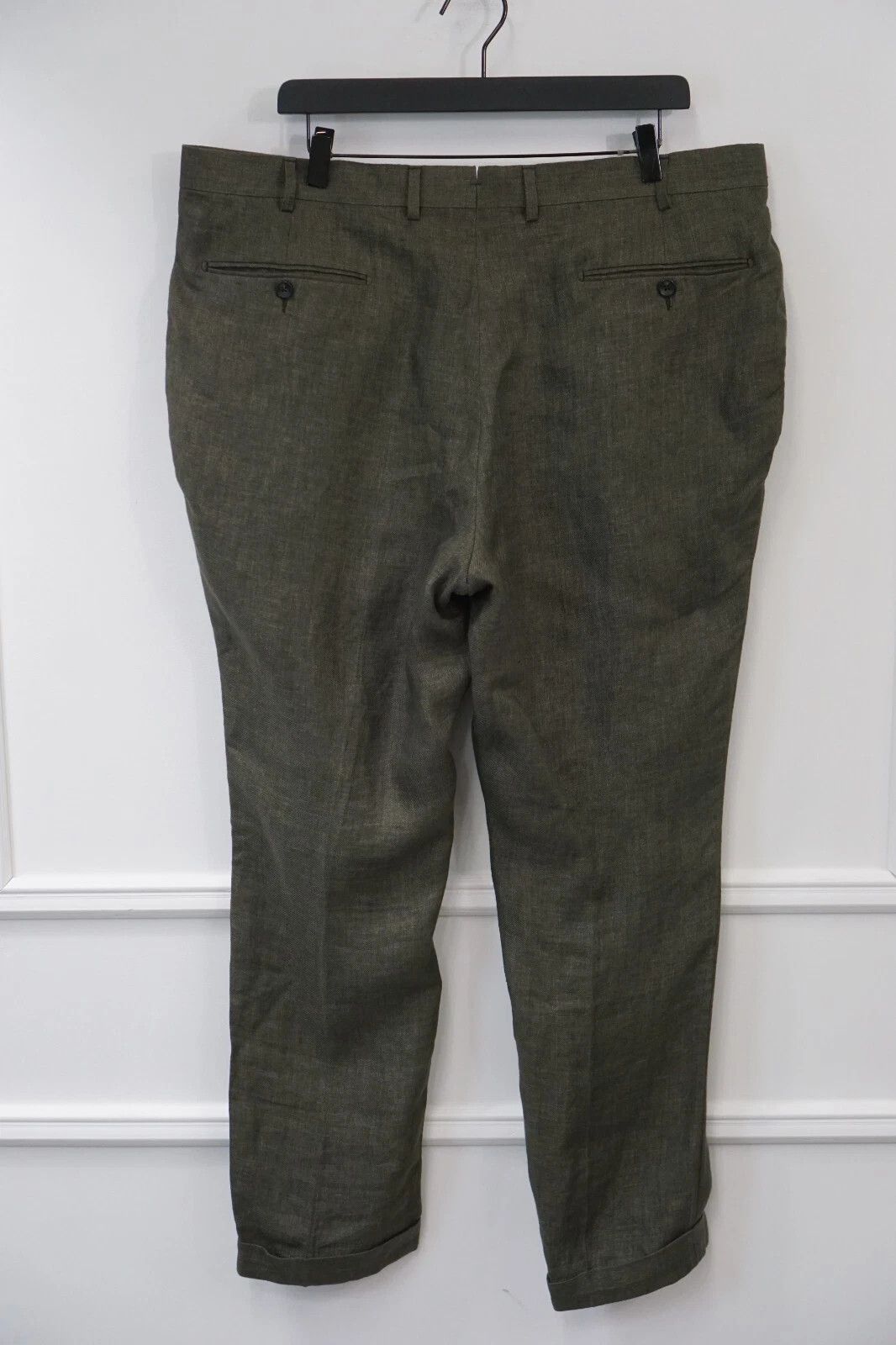 Suitsupply Men Suitsupply Brescia Trousers 100% Linen Green 30 UK/US50S Size 50S - 2 Thumbnail