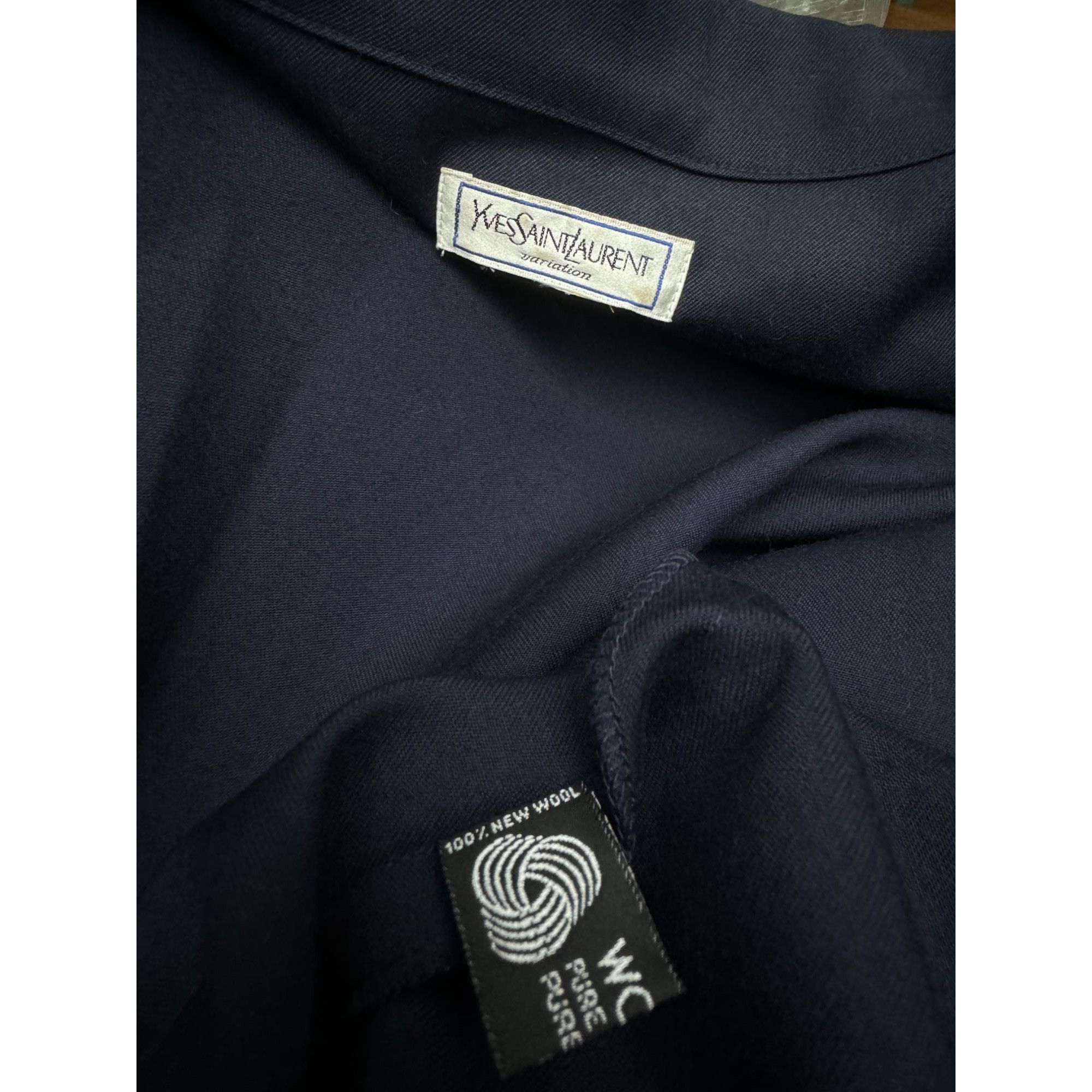 Yves Saint Laurent Vintage 1980s navy wool belted dress Size M / US 6-8 / IT 42-44 - 5 Thumbnail