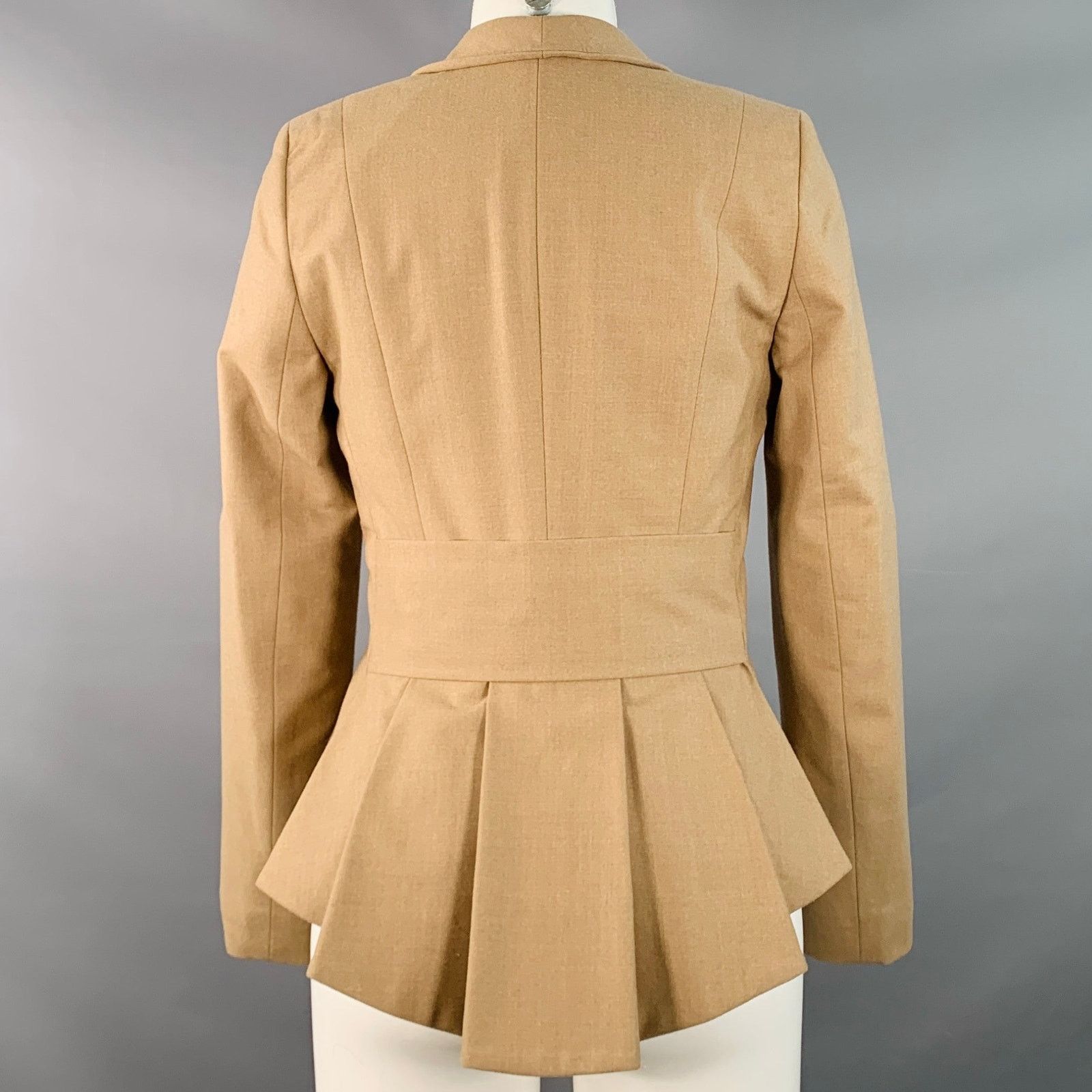 Other PAUW Beige Wool Shawl Lapel Tie Closure Jacket Blazer Size XS / US 0-2 / IT 36-38 - 3 Thumbnail