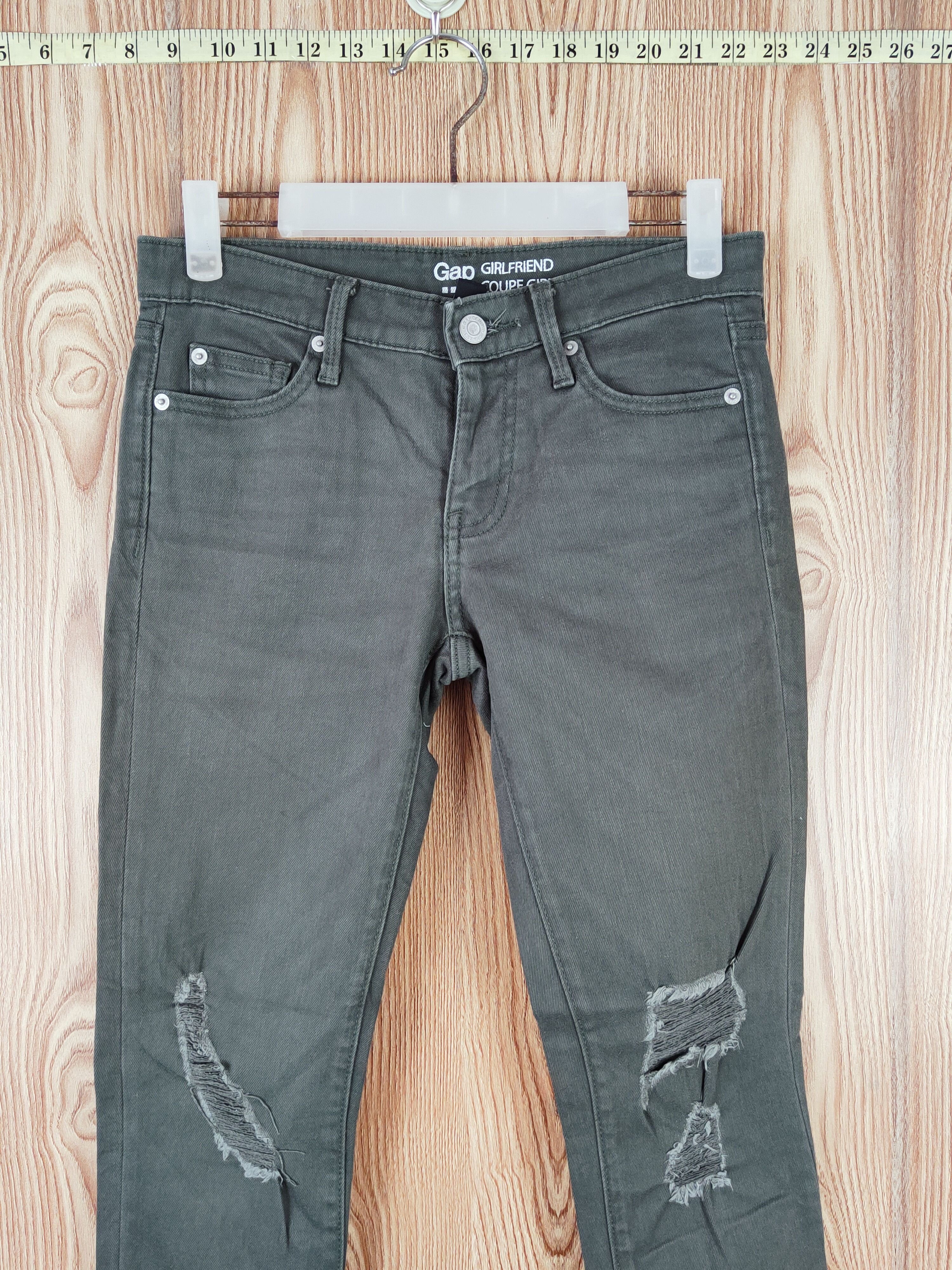 Gap × Vintage Vintage 💥 Gap Green Distressed Ripped Jeans Size 29" - 2 Thumbnail