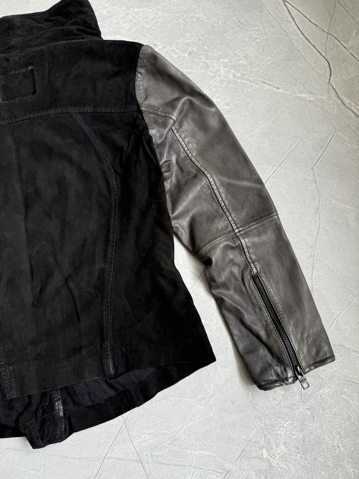 tigha Tigha High Neck Asymmetrical Leather Jacket Rick Owens Style Size L / US 10 / IT 46 - 15 Thumbnail