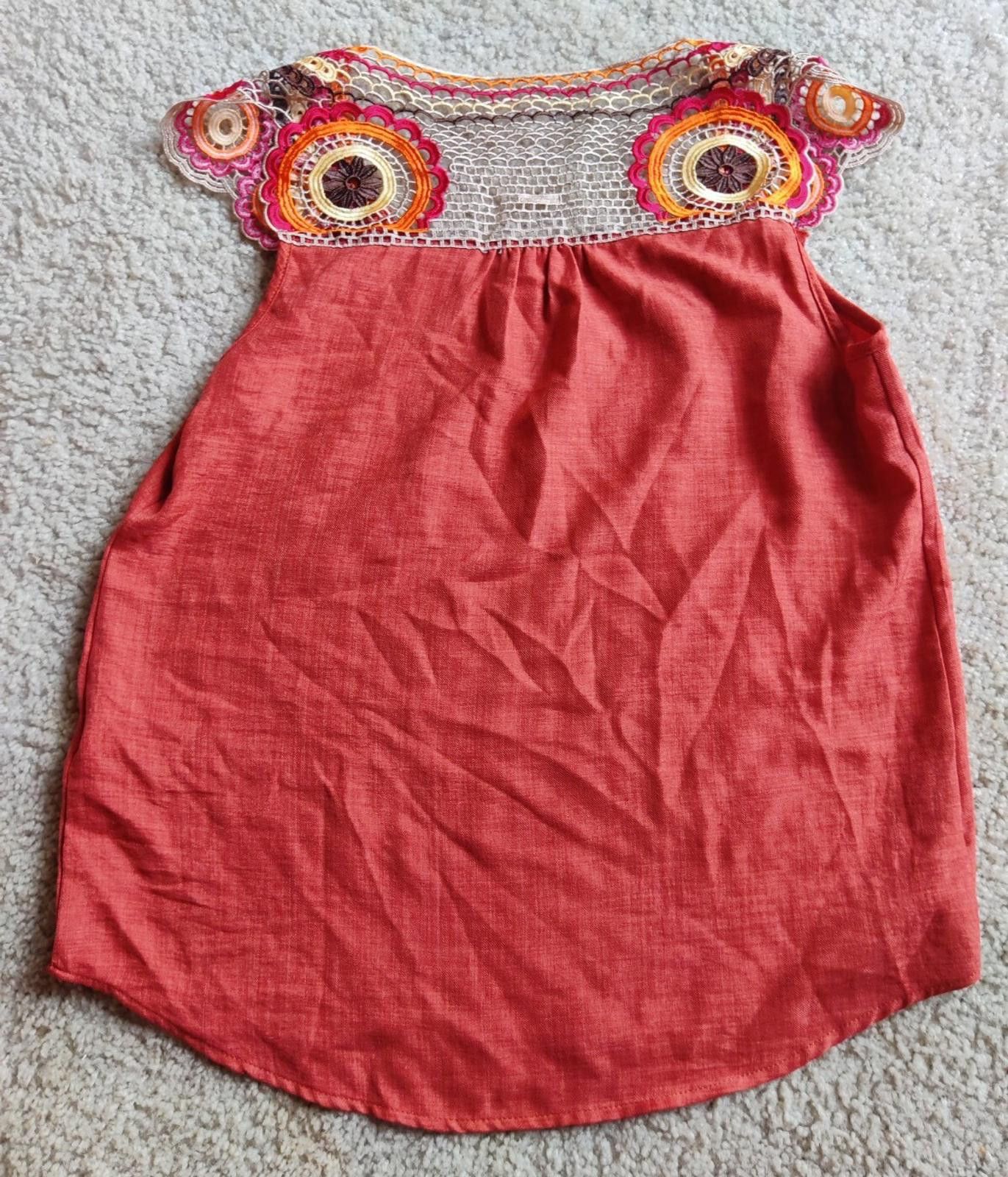 Other Hailey & Co Knitted Shoulder Top Rust Color Boho Shirt Blous Size M / US 6-8 / IT 42-44 - 4 Thumbnail
