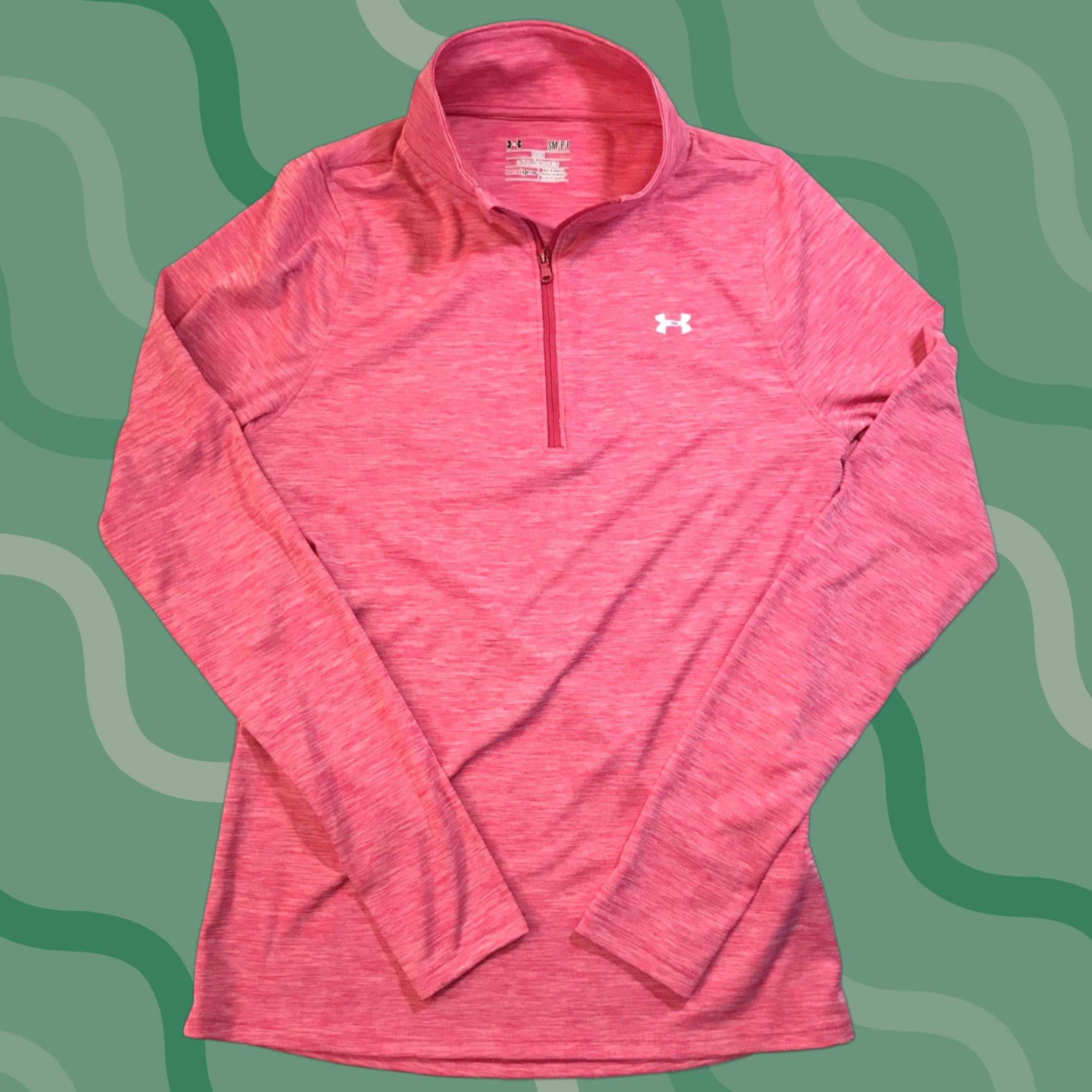 Under Armour Under Armour Woman's 1/4 Zip Pullover Heat Gear Shirt Running Pink Sz Small S - Womens Activewear Long Sleeve Mock Neck Size S / US 4 / IT 40 - 1 Thumbnail