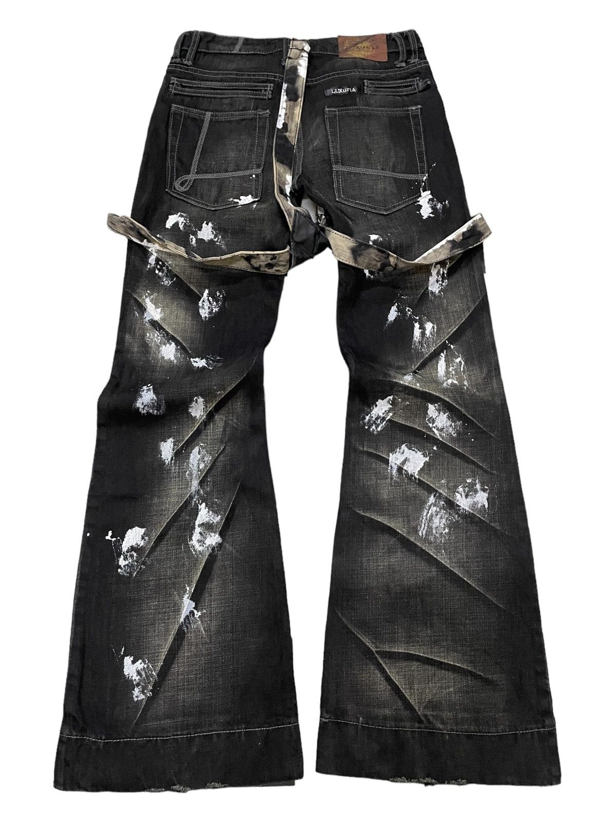 Luxuria Japan Flared Wide Leg Loose Laser Wash Man Jeans