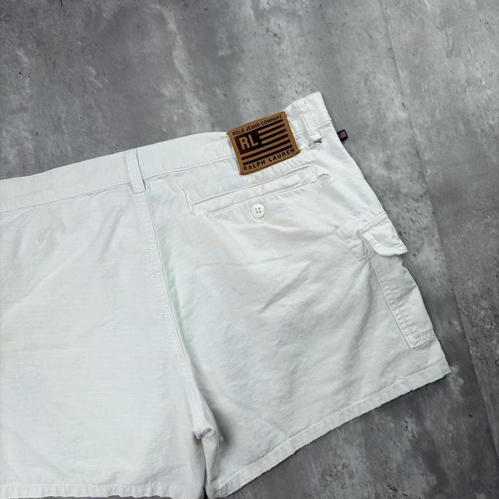 Polo Ralph Lauren Vintage White Polo Jeans Company Cargo Mini Shorts Size 34" / US 12 / IT 48 - 3 Thumbnail