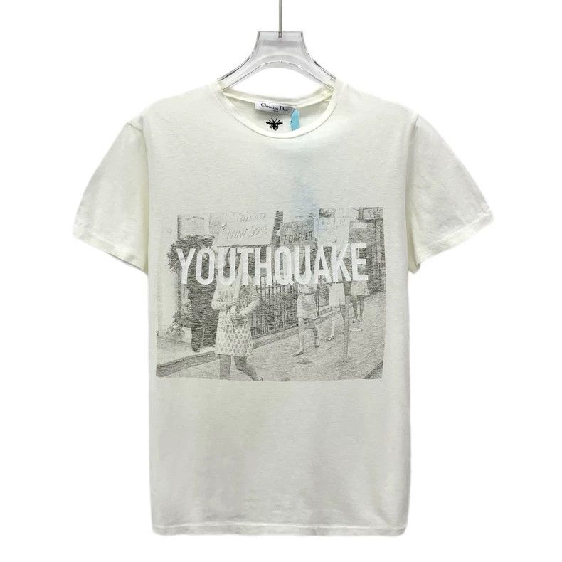 Dior Dior Beige logo slogan printed cotton round-neck short-sle Size XS / US 0-2 / IT 36-38 - 1 Thumbnail
