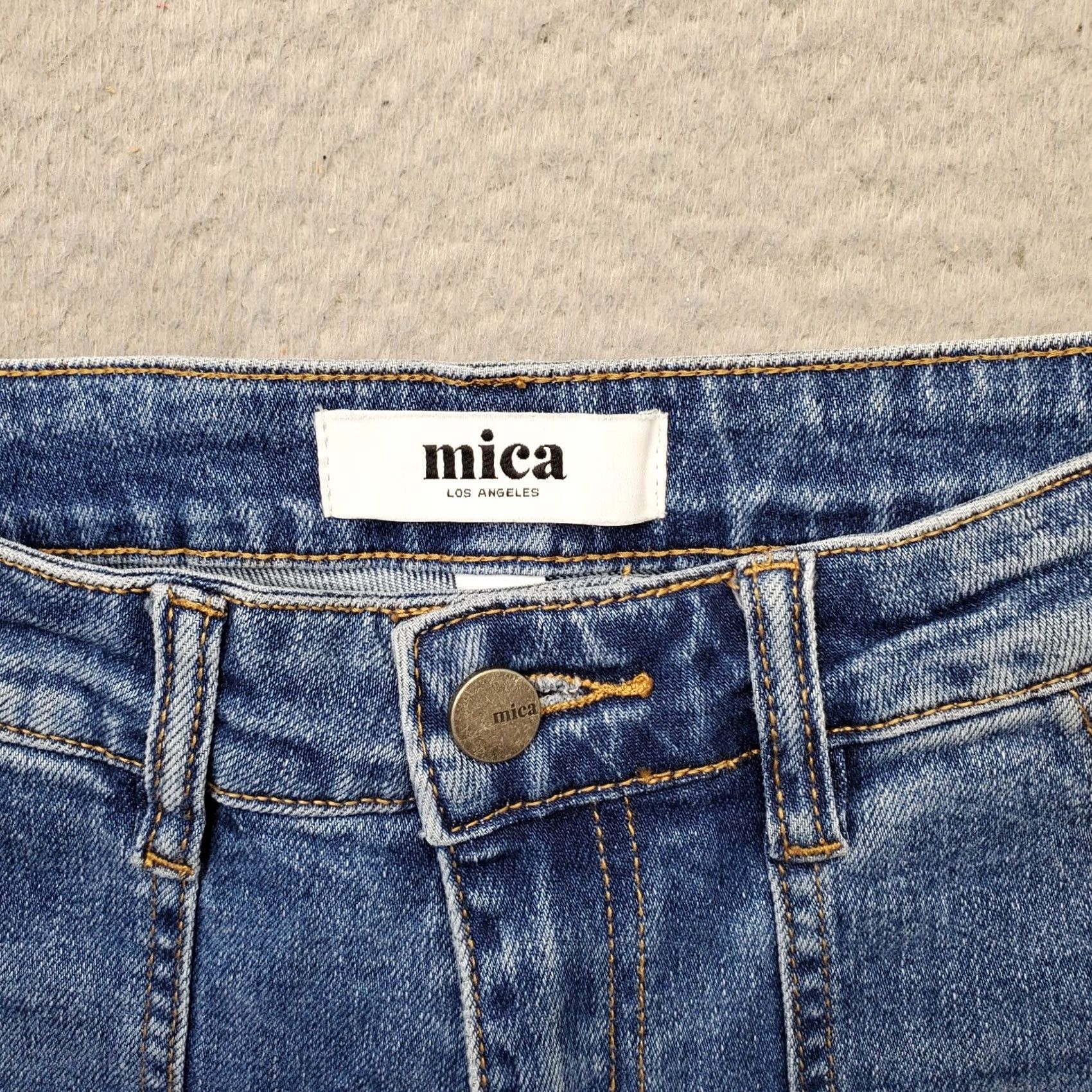 Vintage Mica Jeans Womens Size 24 Blue Flat Front High Waisted Straight Leg Den​im - Los Angeles - 5-Pocket - Regular Fit Size 42" / US 20 - 7 Thumbnail