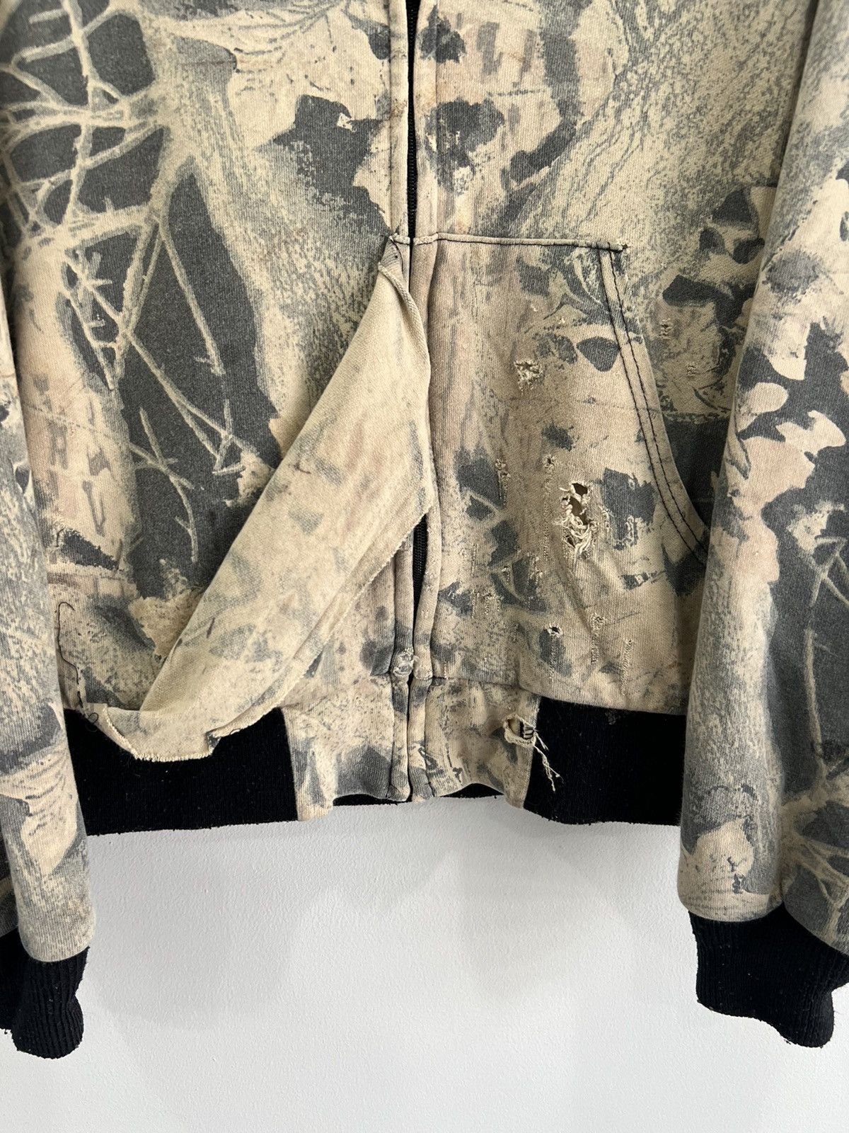 Vintage Vtg Camo Real Tree Mossy Oaks Thrashed Thermal Hoodie zip Size US M / EU 48-50 / 2 - 5 Thumbnail
